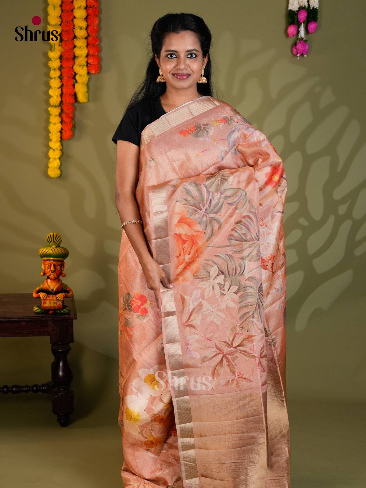 Dusty Pink - Semi Rawsilk - Saree- EAS22057 - Shop on Shrus.com