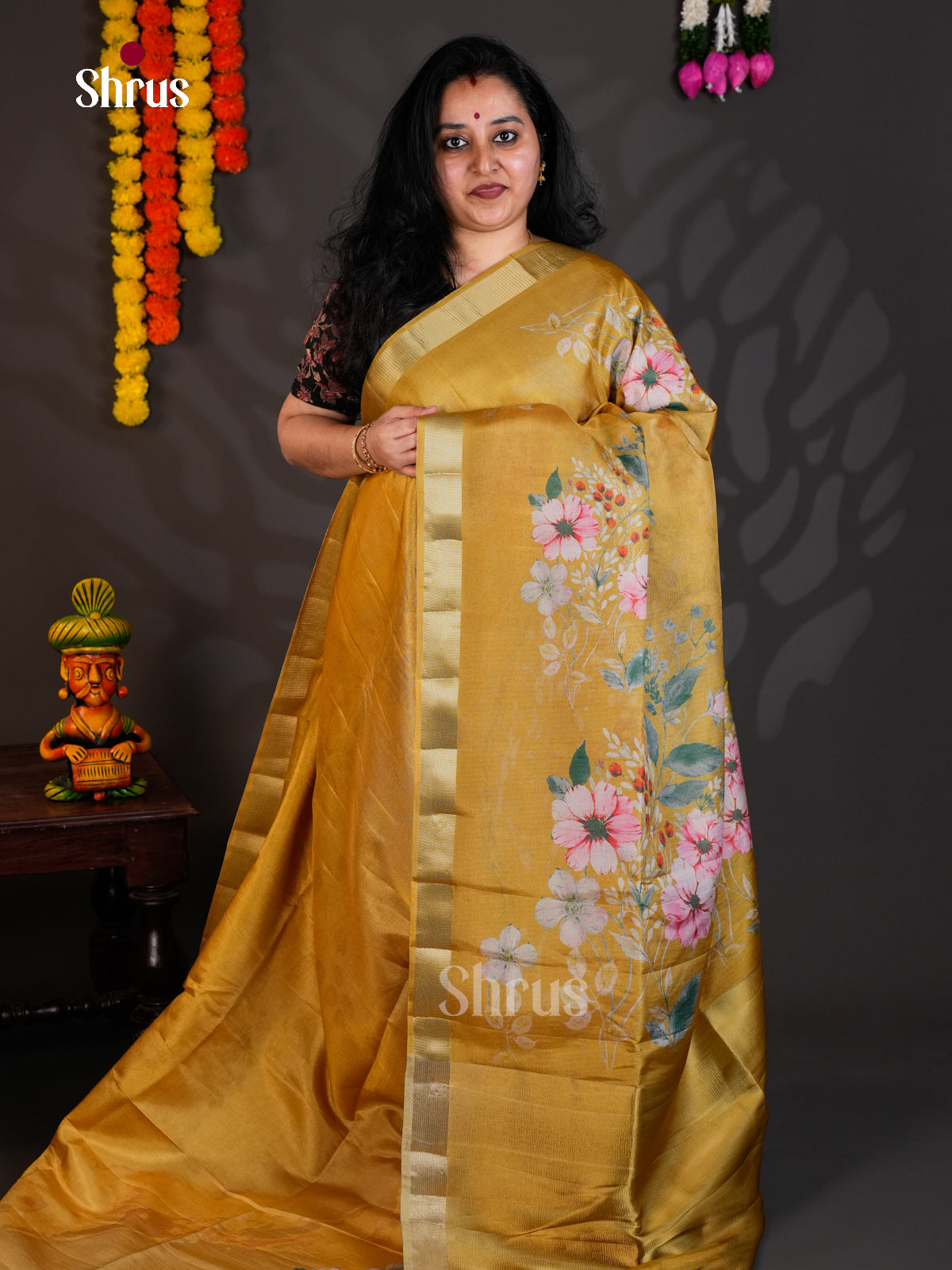 Mustard - Semi Rawsilk - Saree - EAS22061 - Shop on Shrus.com