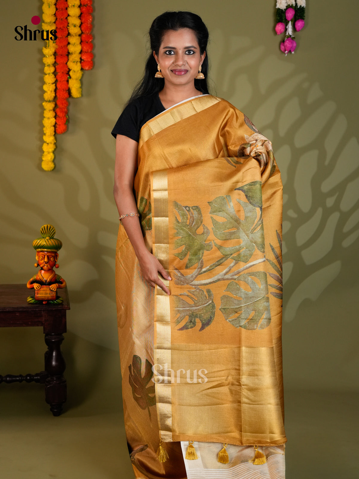 Mustard - Semi Rawsilk - Saree- EAS22062 - Shop on Shrus.com