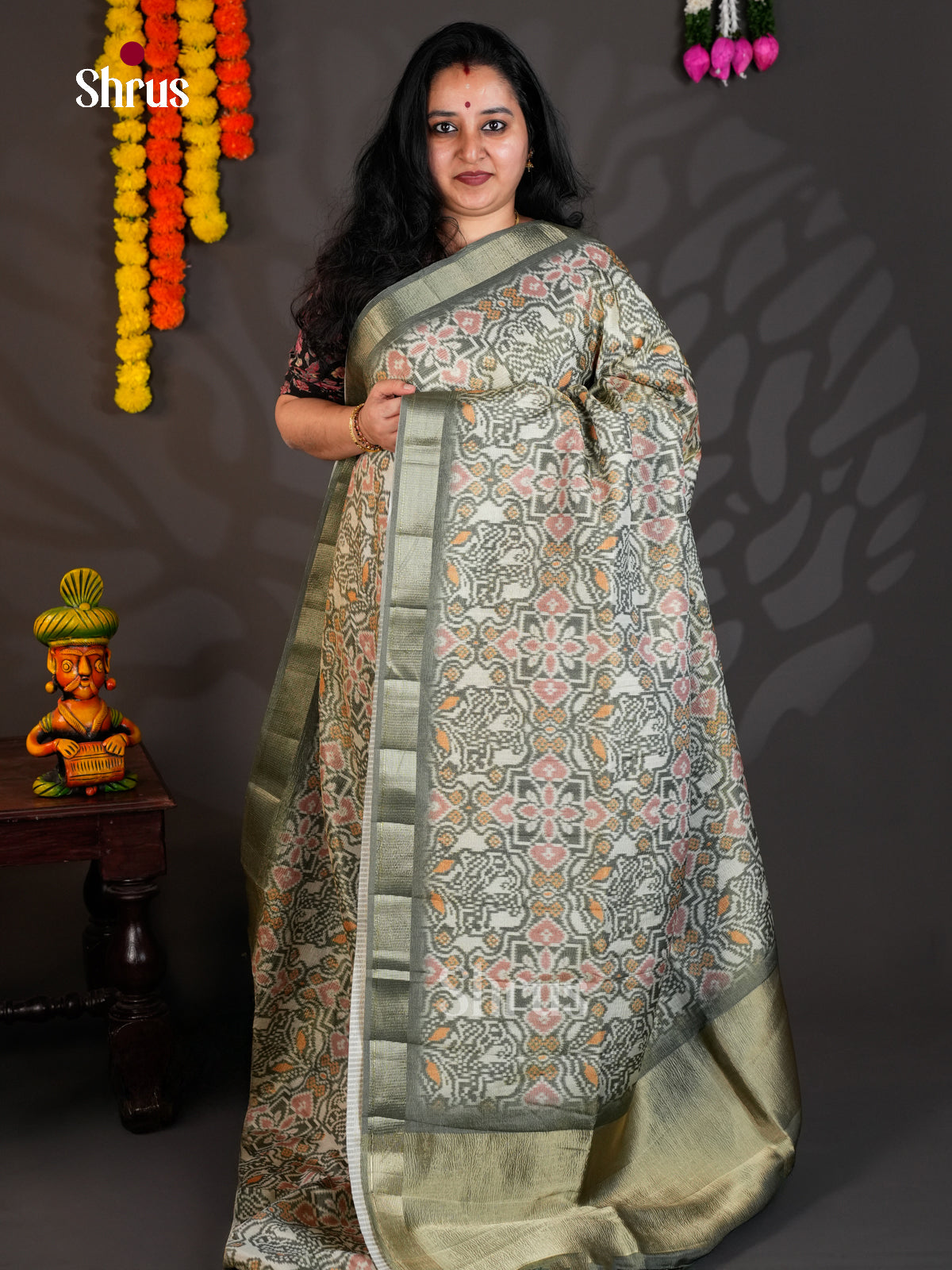 Grey - Semi Rawsilk - Saree-EAS22070 - Shop on Shrus.com