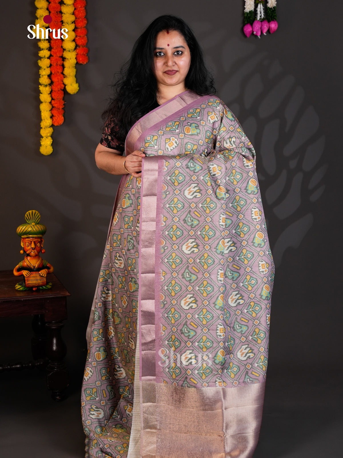Lavender- Semi Rawsilk - Saree -EAS22078 - Shop on Shrus.com