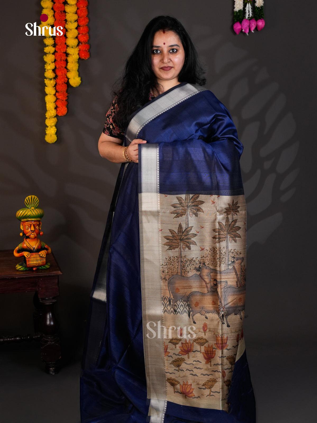 Blue -EAS23002 - Semi Rawsilk - Saree - Shop on Shrus.com