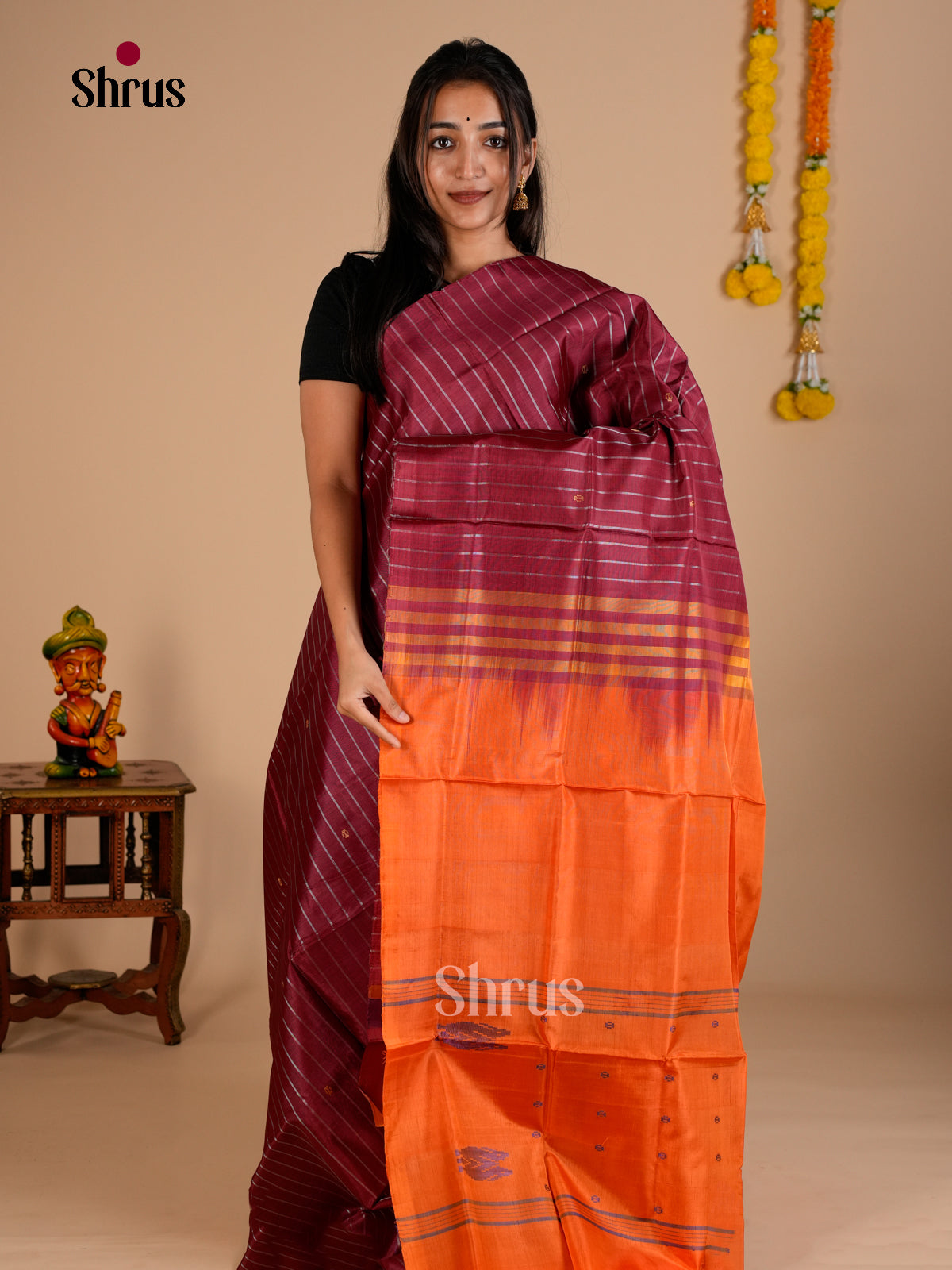 EAS23042 - Banana Pith without blouse - Saree - Shop on Shrus.com