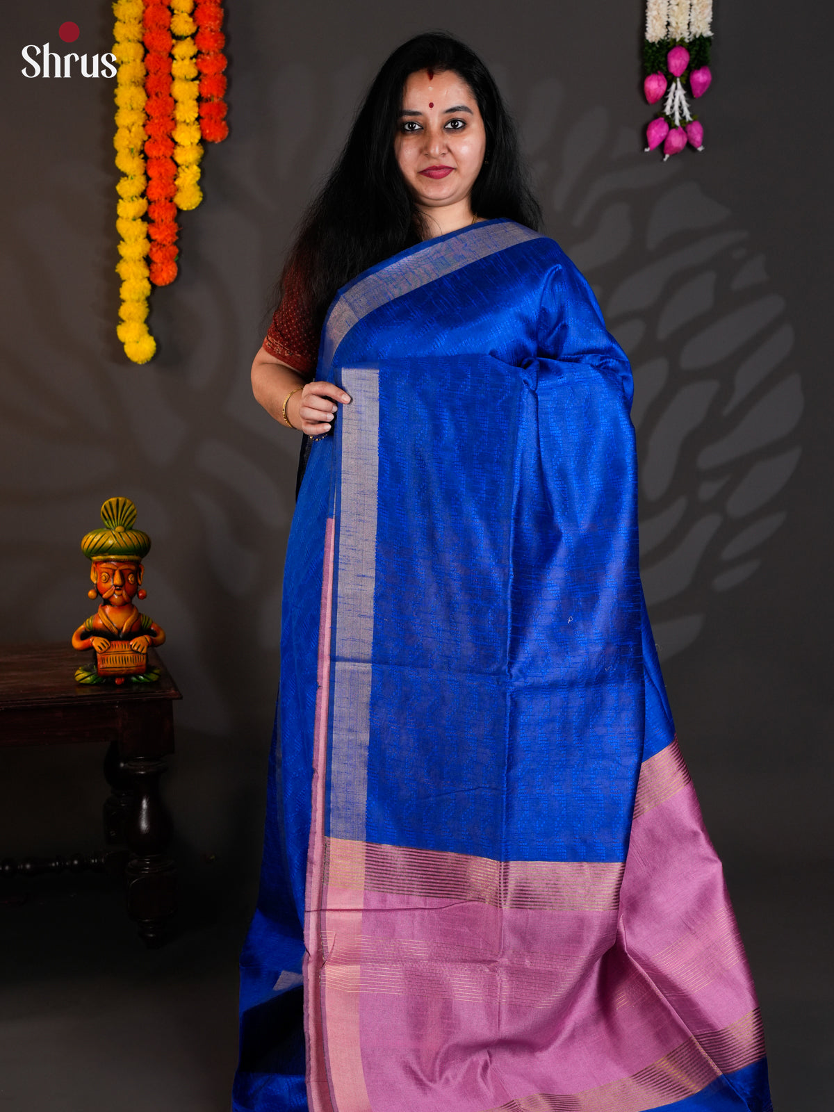 Blue & Lavender - Semi Rawsilk - Saree -EAS24005 - Shop on Shrus.com