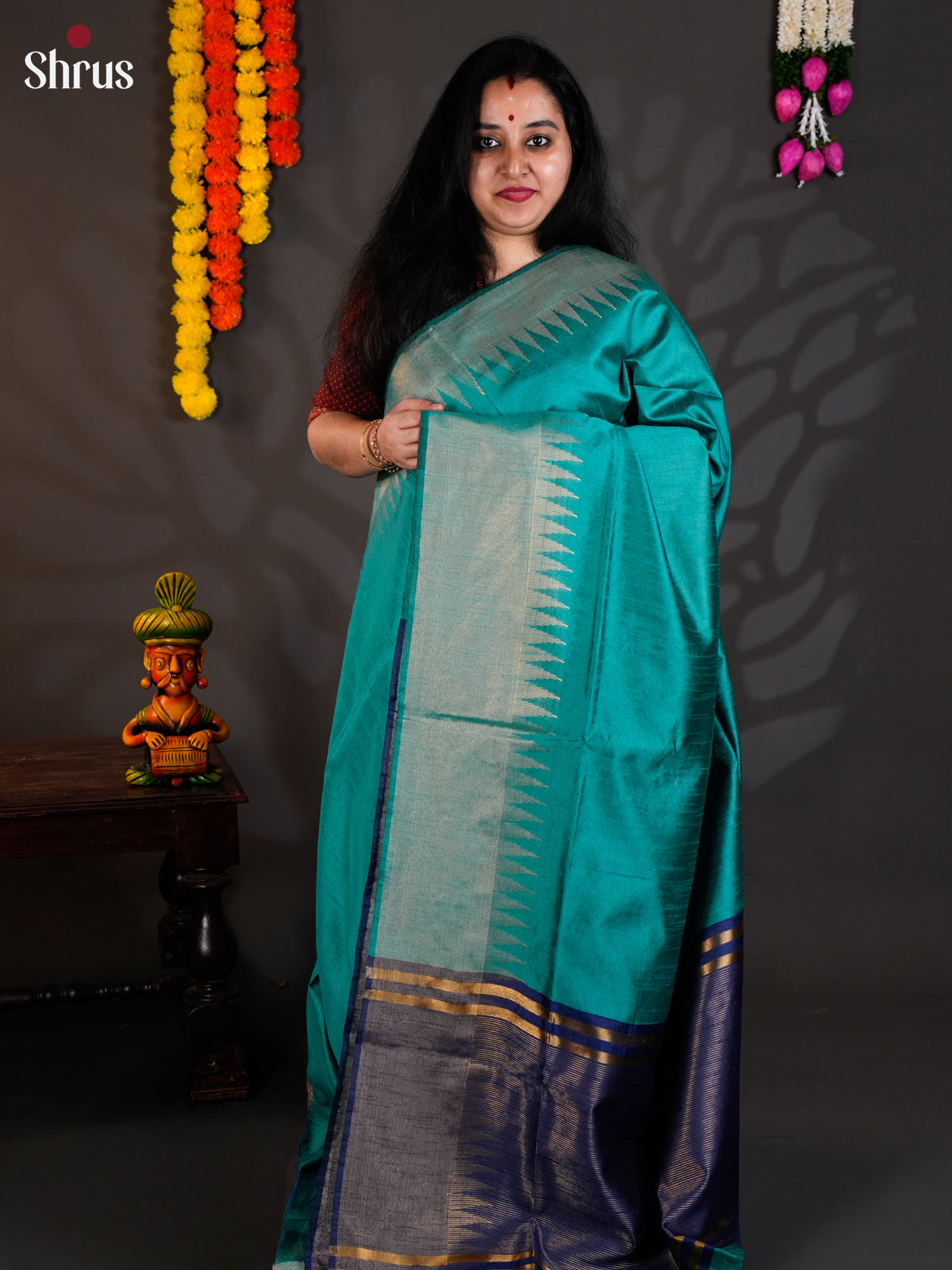 Light Blue & Blue - Semi Rawsilk - Saree- EAS24269
