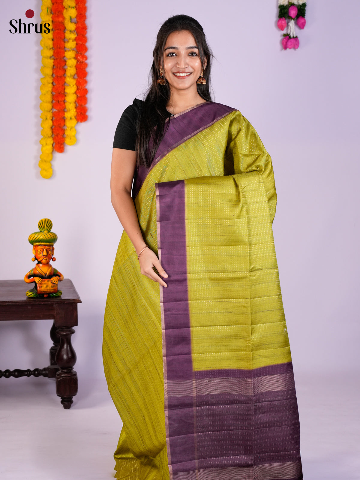 EAS27009 - Semi Rawsilk Saree - Shop on Shrus.com
