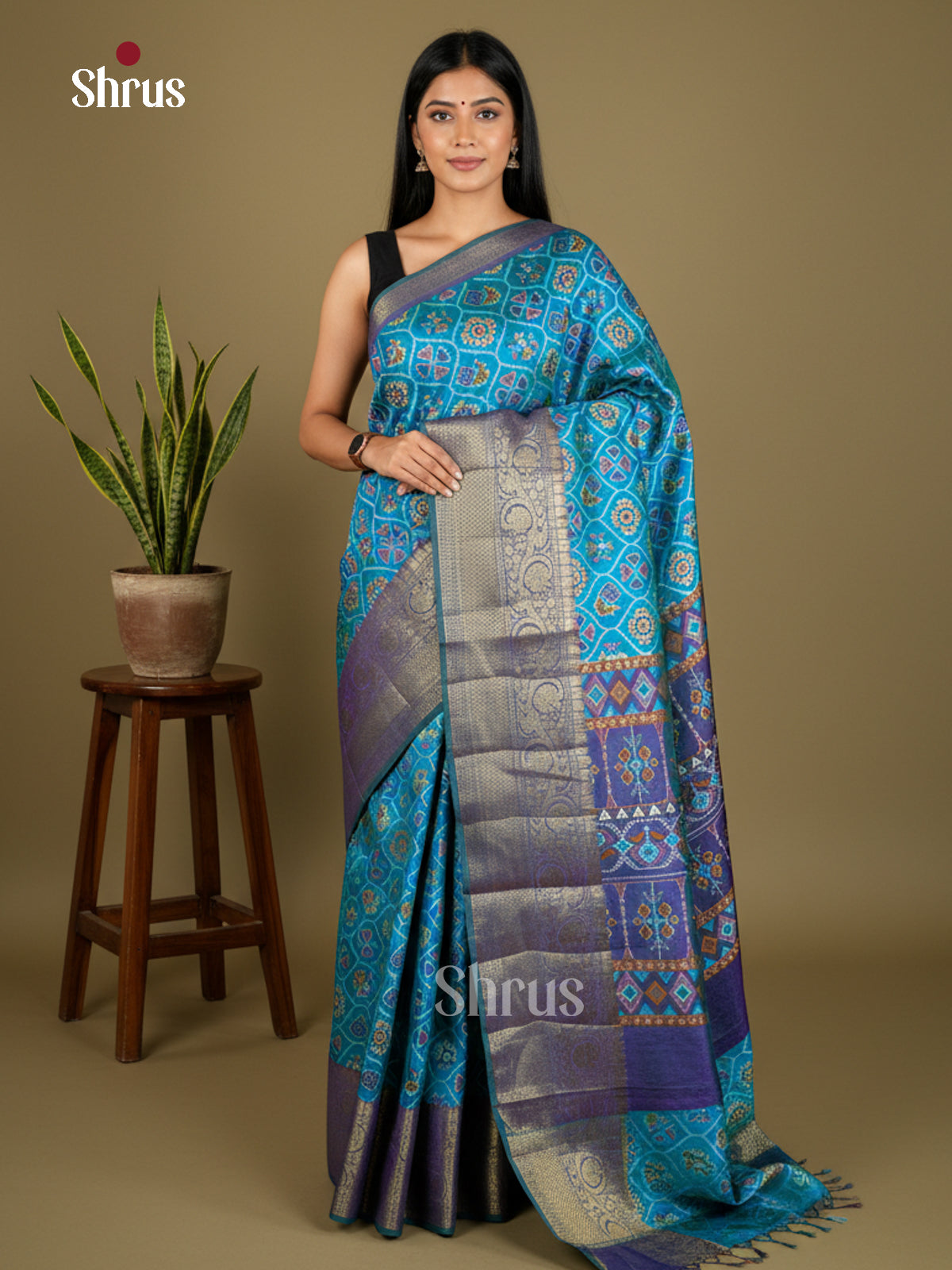 EAS27024 - Semi Patola-Kanchi Border Saree - Shop on Shrus.com
