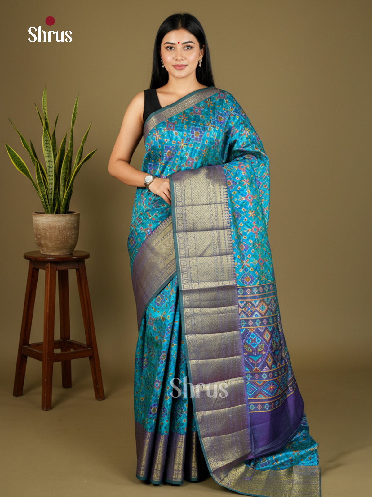 EAS27025 - Semi Patola-Kanchi Border Saree - Shop on Shrus.com