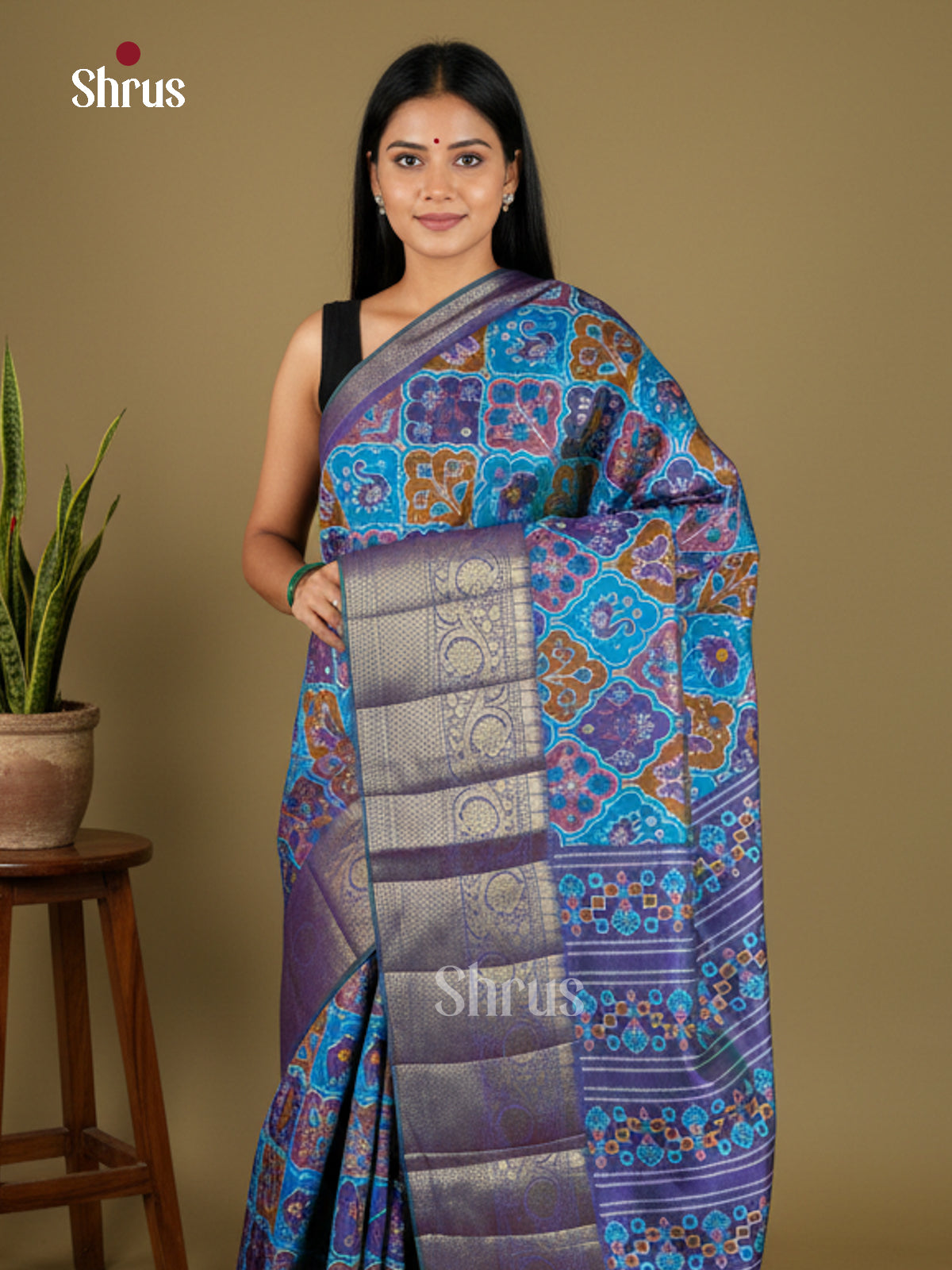 EAS27027 - Semi Patola-Kanchi Border Saree - Shop on Shrus.com