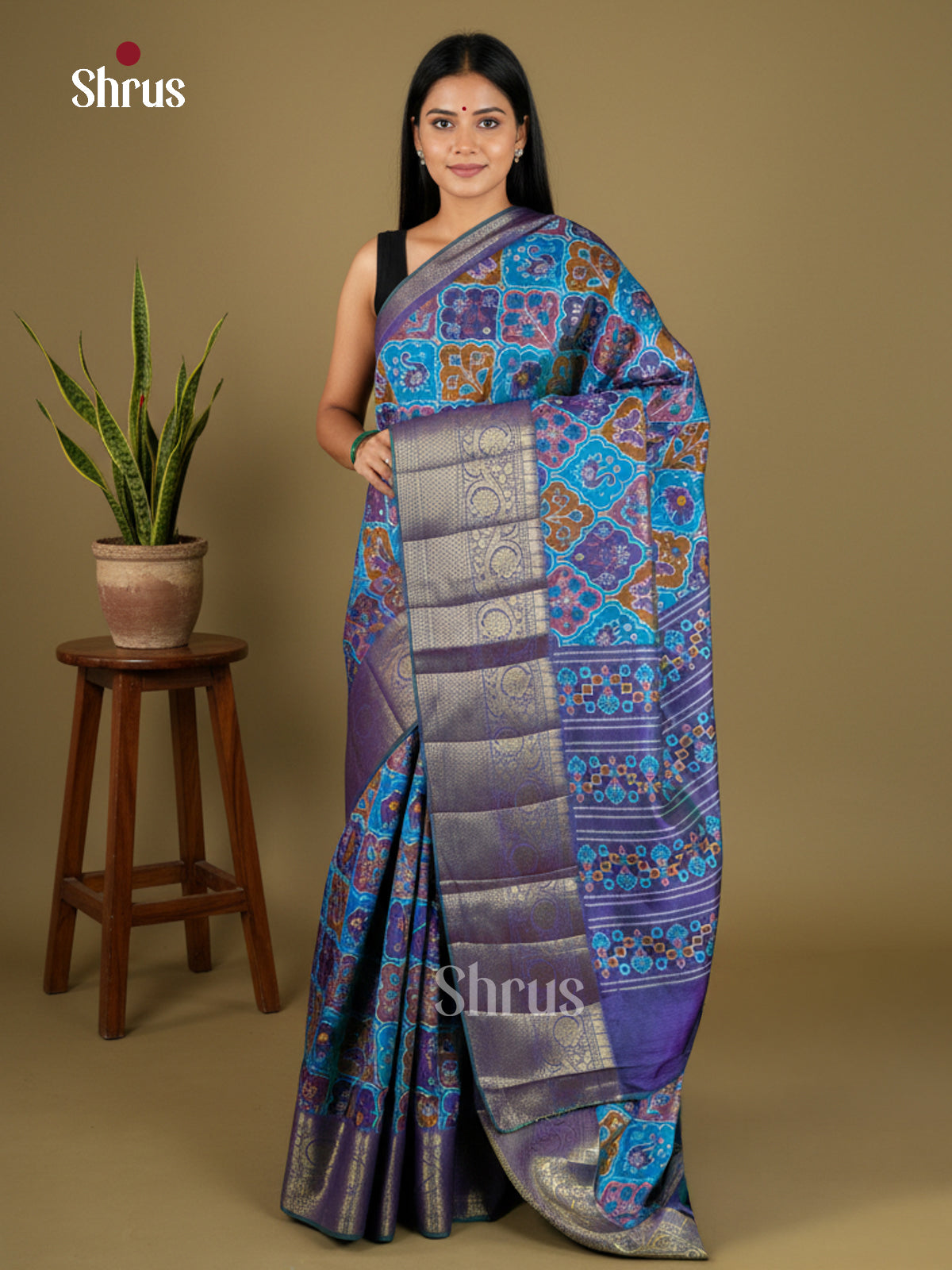 EAS27027 - Semi Patola-Kanchi Border Saree - Shop on Shrus.com