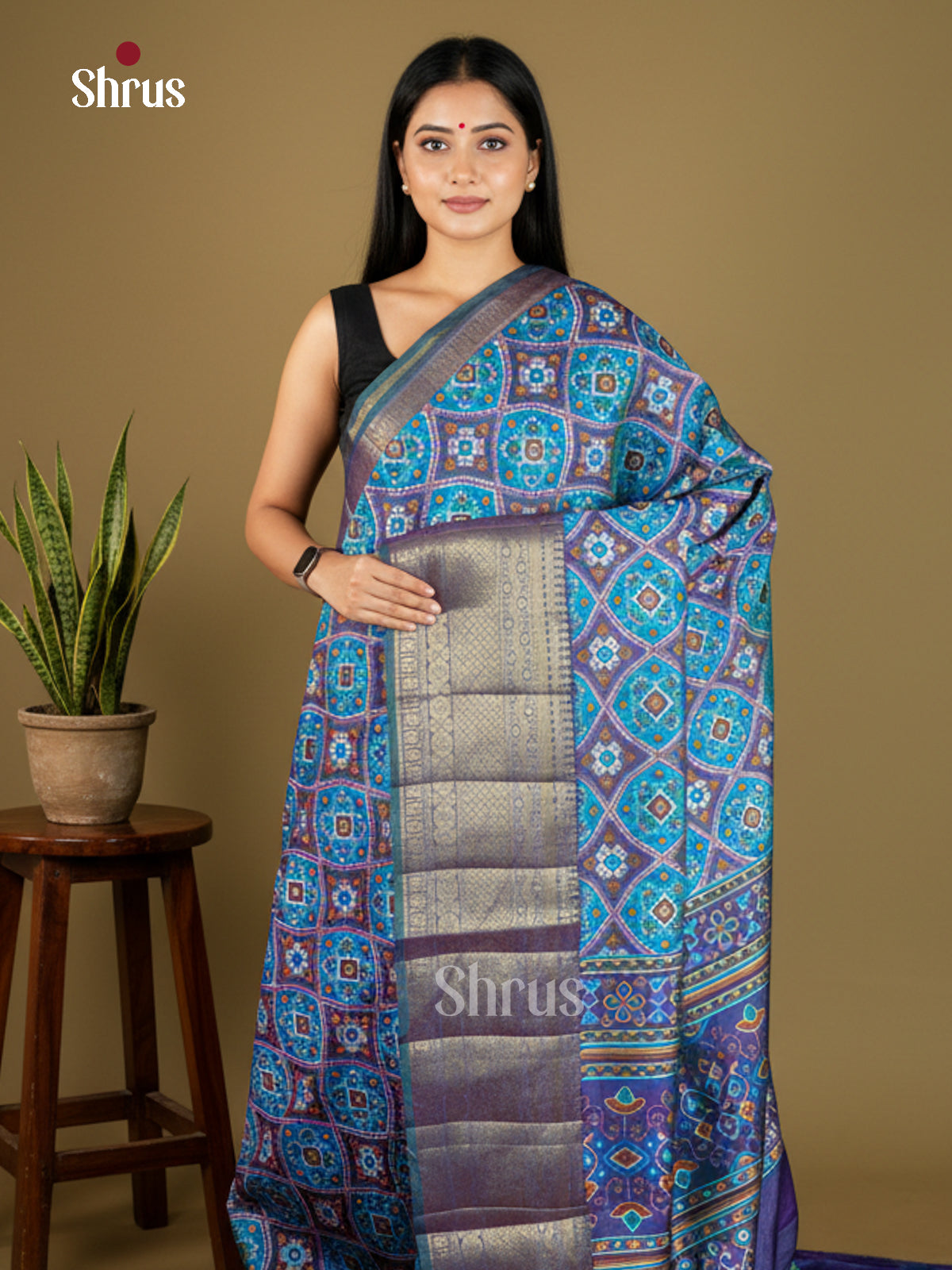 EAS27030 - Semi Patola-Kanchi Border Saree - Shop on Shrus.com