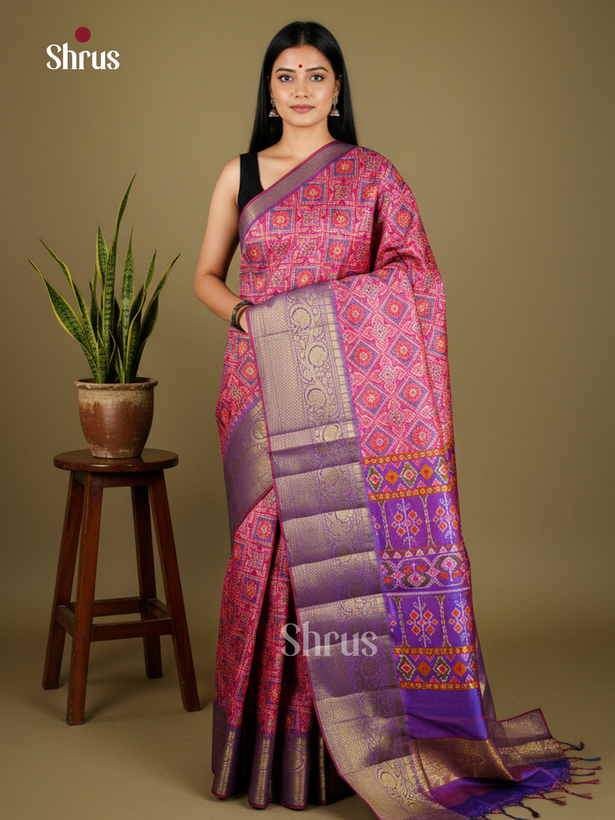 EAS27041 - Semi Patola-Kanchi Border Saree - Shop on Shrus.com