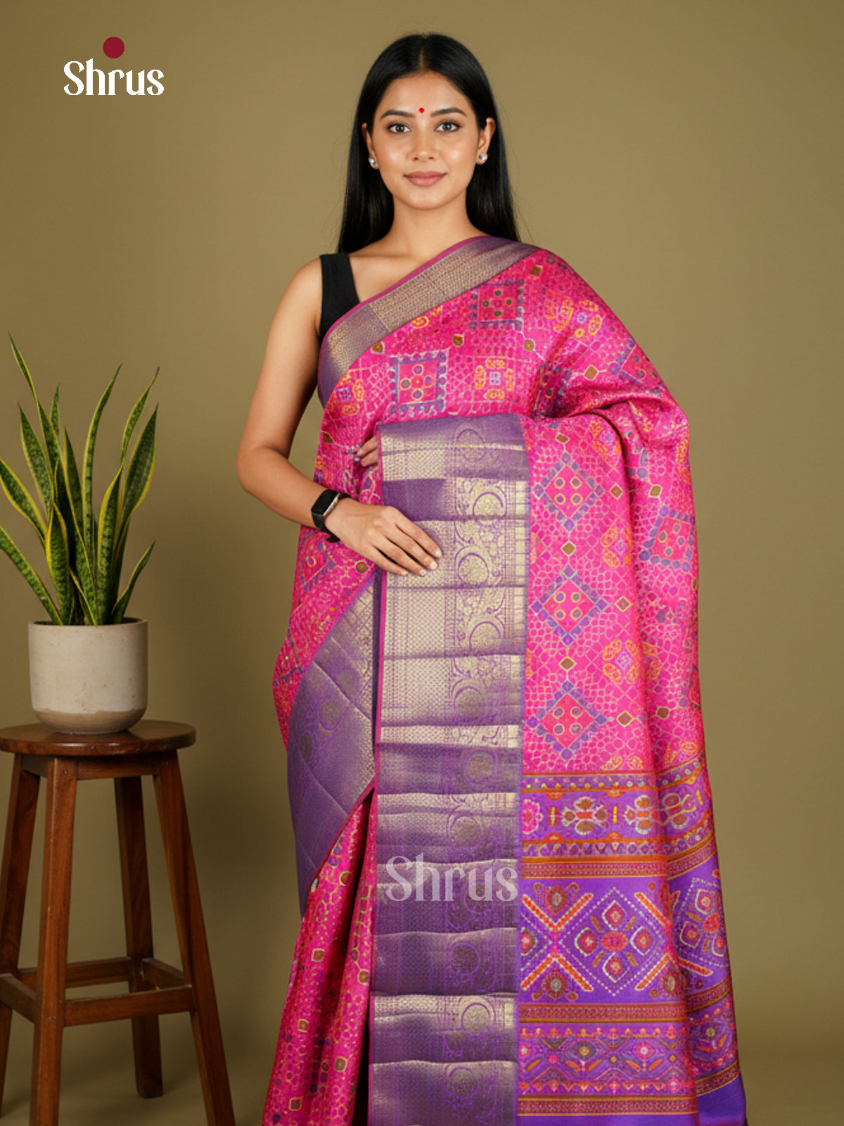 EAS27042 - Semi Patola-Kanchi Border Saree - Shop on Shrus.com