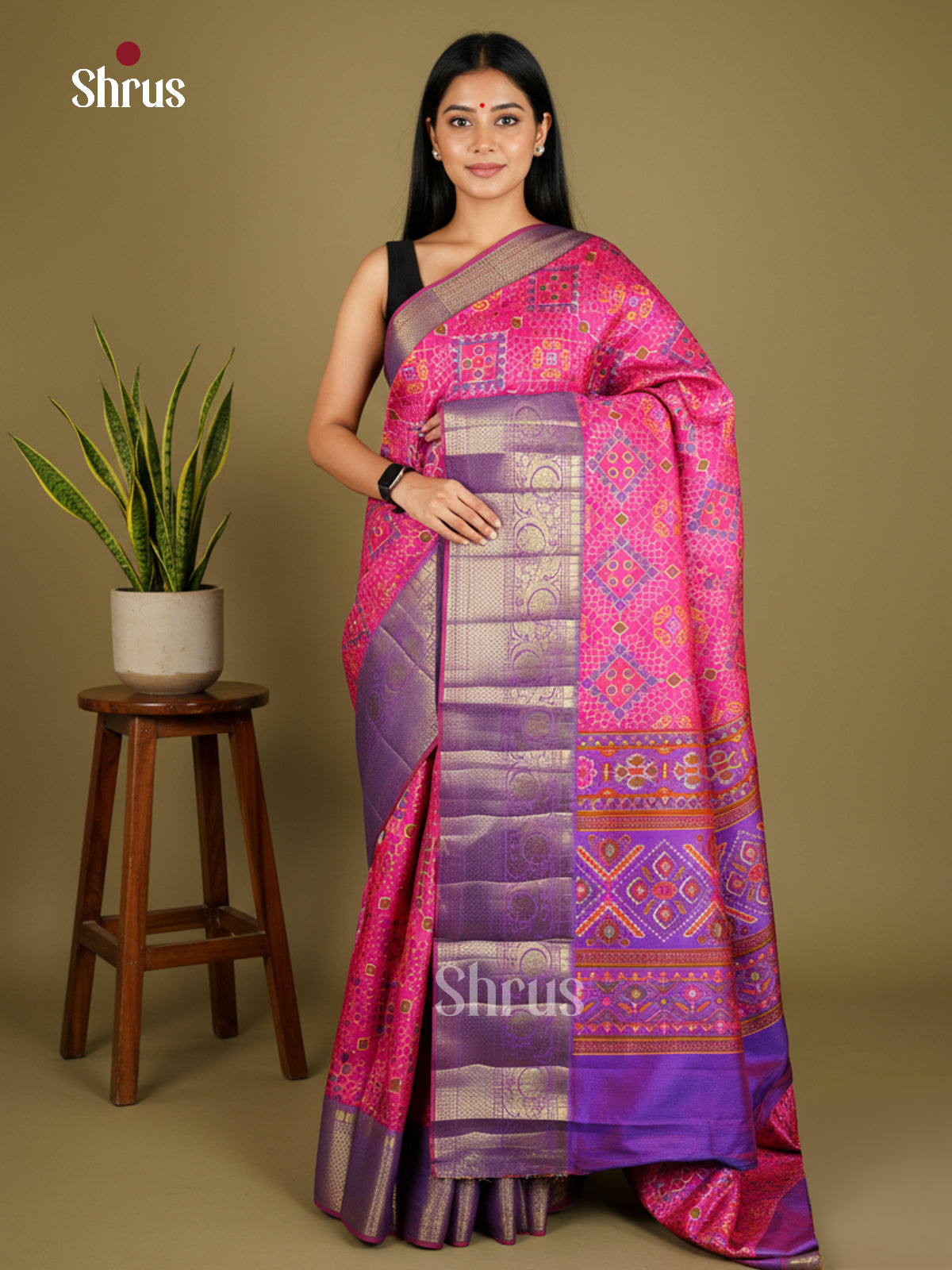 EAS27042 - Semi Patola-Kanchi Border Saree - Shop on Shrus.com