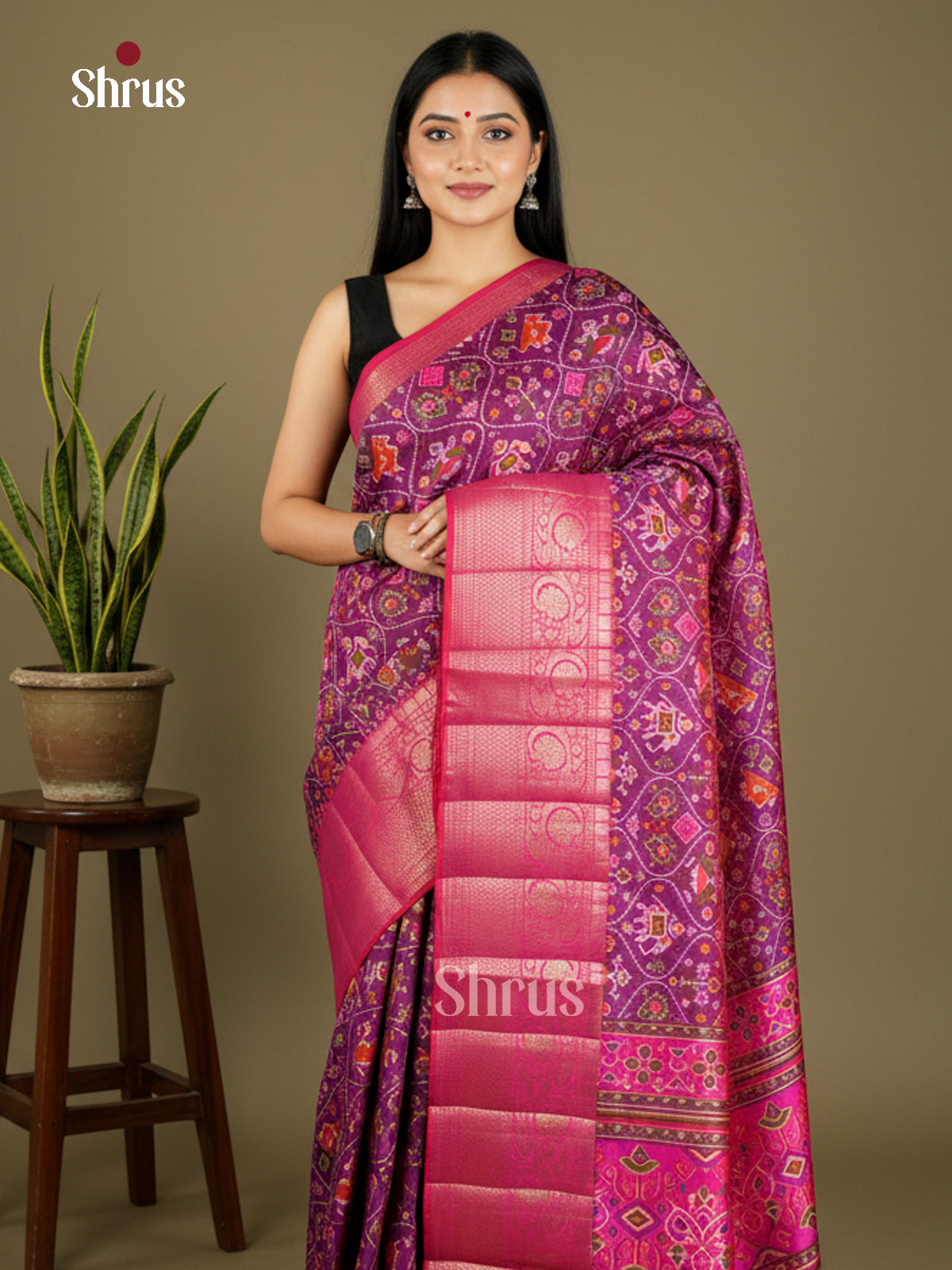 EAS27045 - Semi Patola-Kanchi Border Saree - Shop on Shrus.com