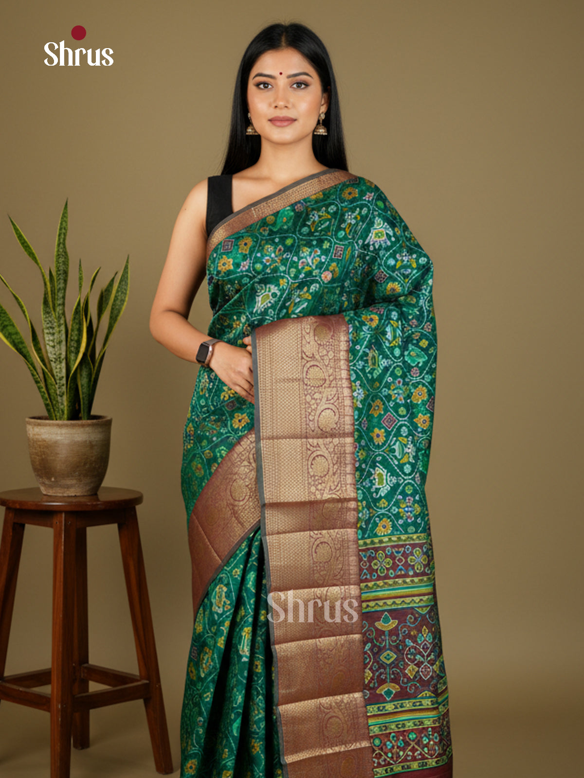 EAS27052 - Semi Patola-Kanchi Border Saree - Shop on Shrus.com
