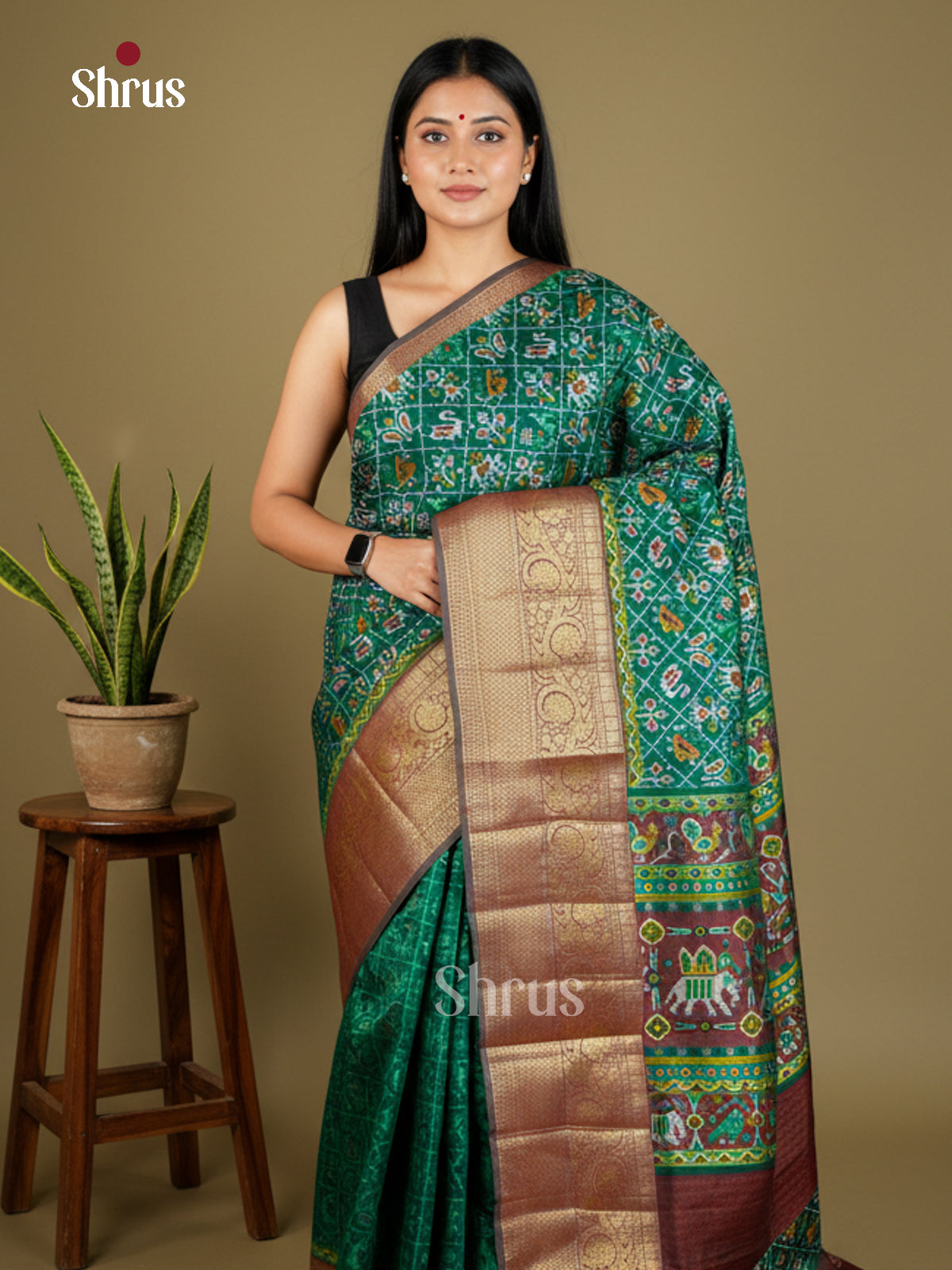 EAS27058 - Semi Patola-Kanchi Border Saree - Shop on Shrus.com