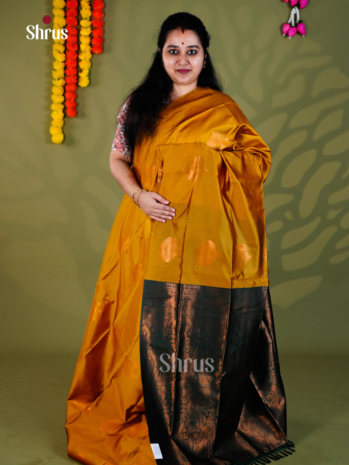 Mustardy Green & Green- Semi Softsilk - Saree - EAS27316 - Shop on Shrus.com