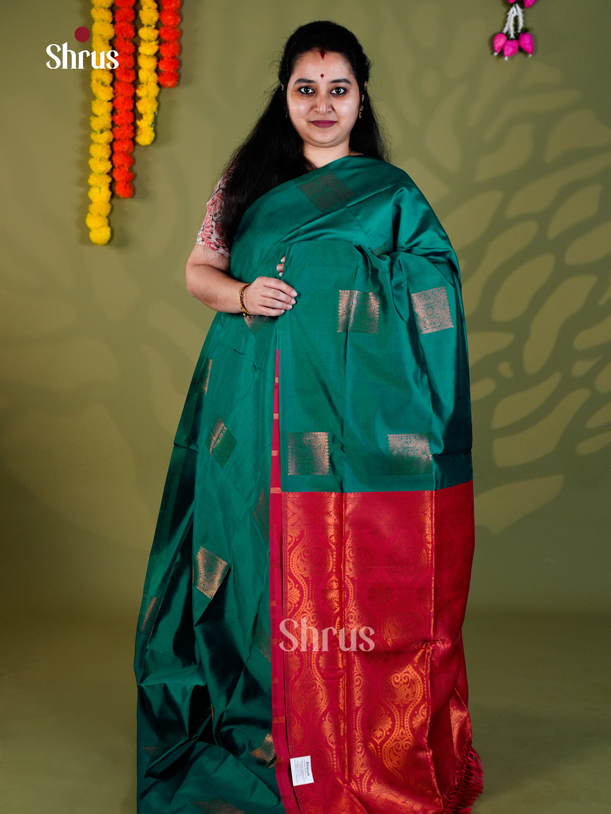 Green & Pink - Semi Softsilk - Saree- EAS27322 - Shop on Shrus.com