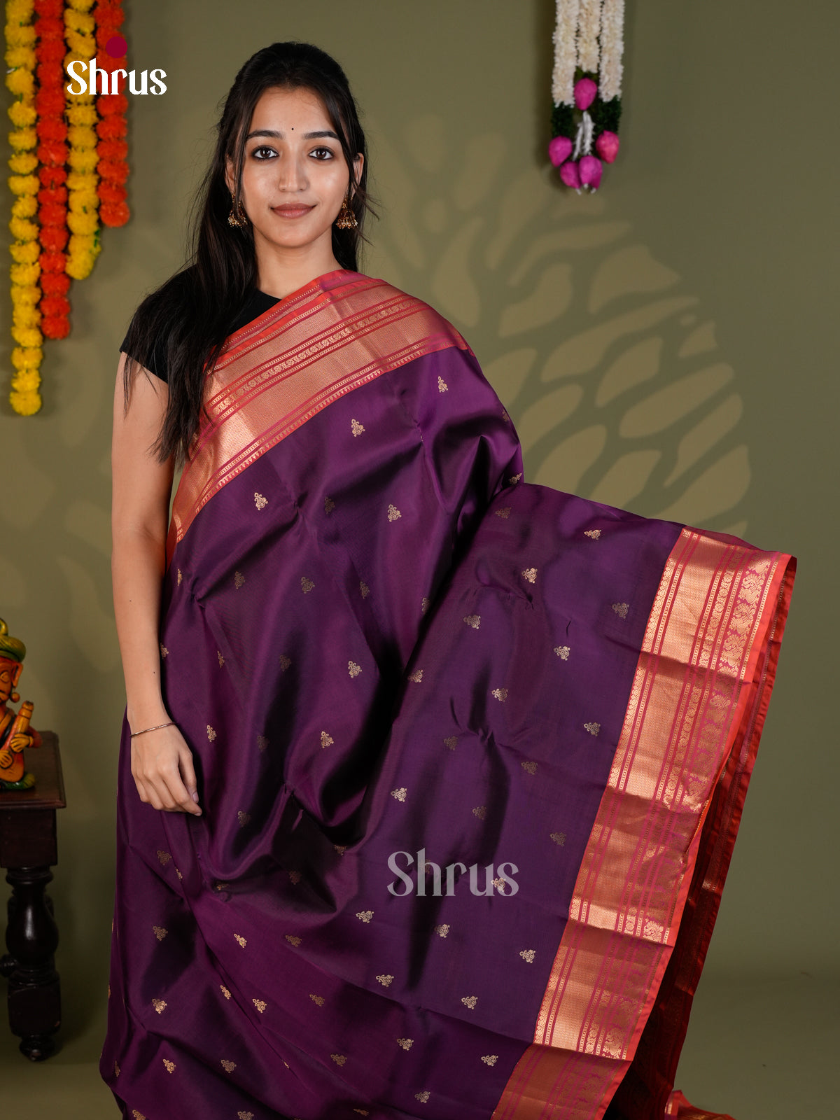 EAS28014 - Kanchipuram-halfpure - Saree