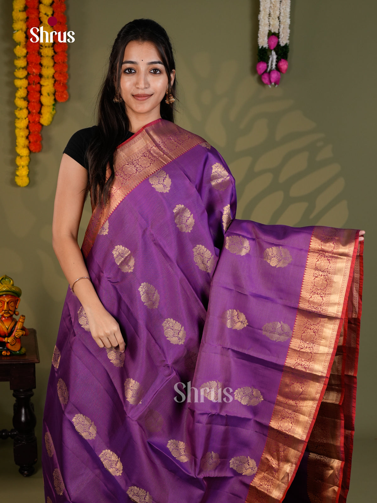 EAS28046 - Kanchipuram-halfpure - Saree