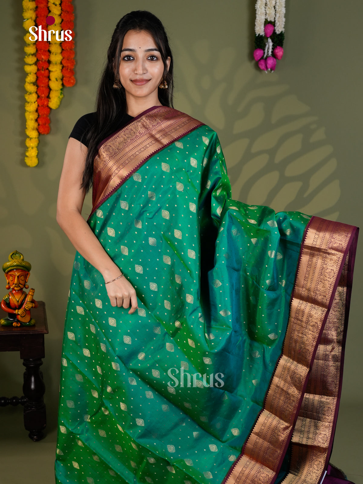 EAS28058 - Kanchipuram-halfpure - Saree - Shop on Shrus.com