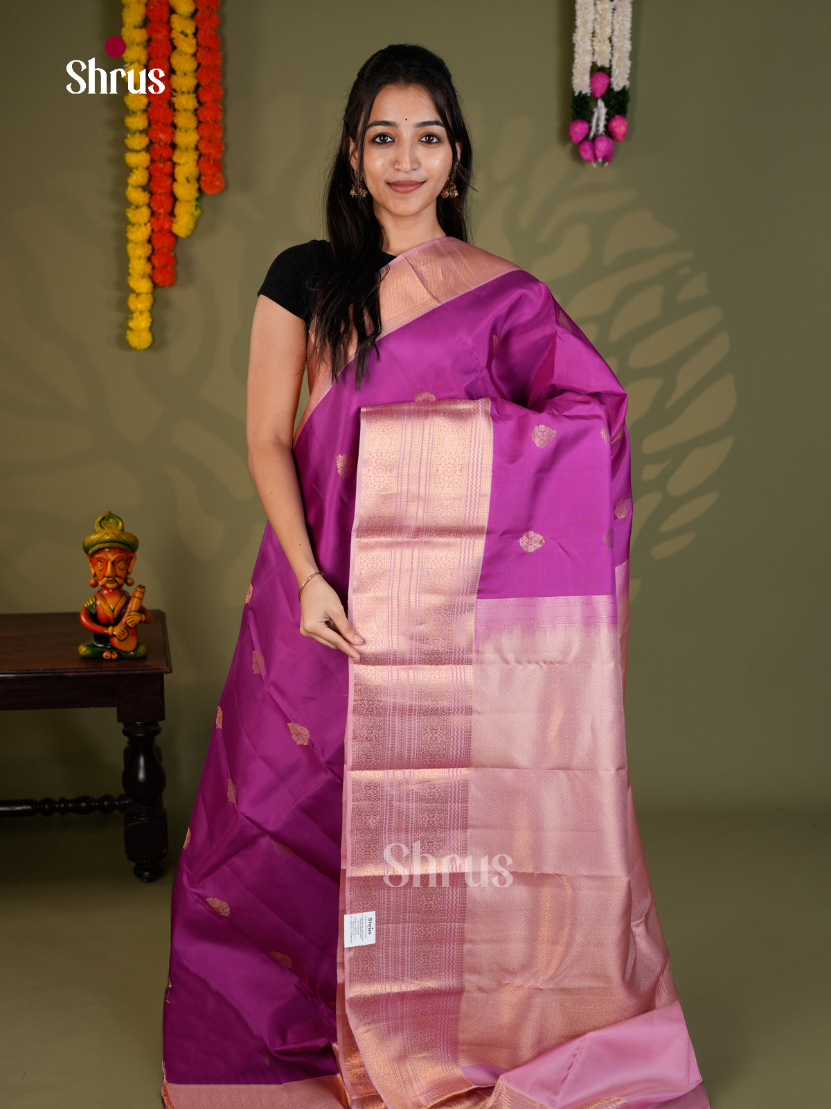 Purple & Lavender - Kanchipuram-halfpure - Saree- EAS28061 - Shop on Shrus.com