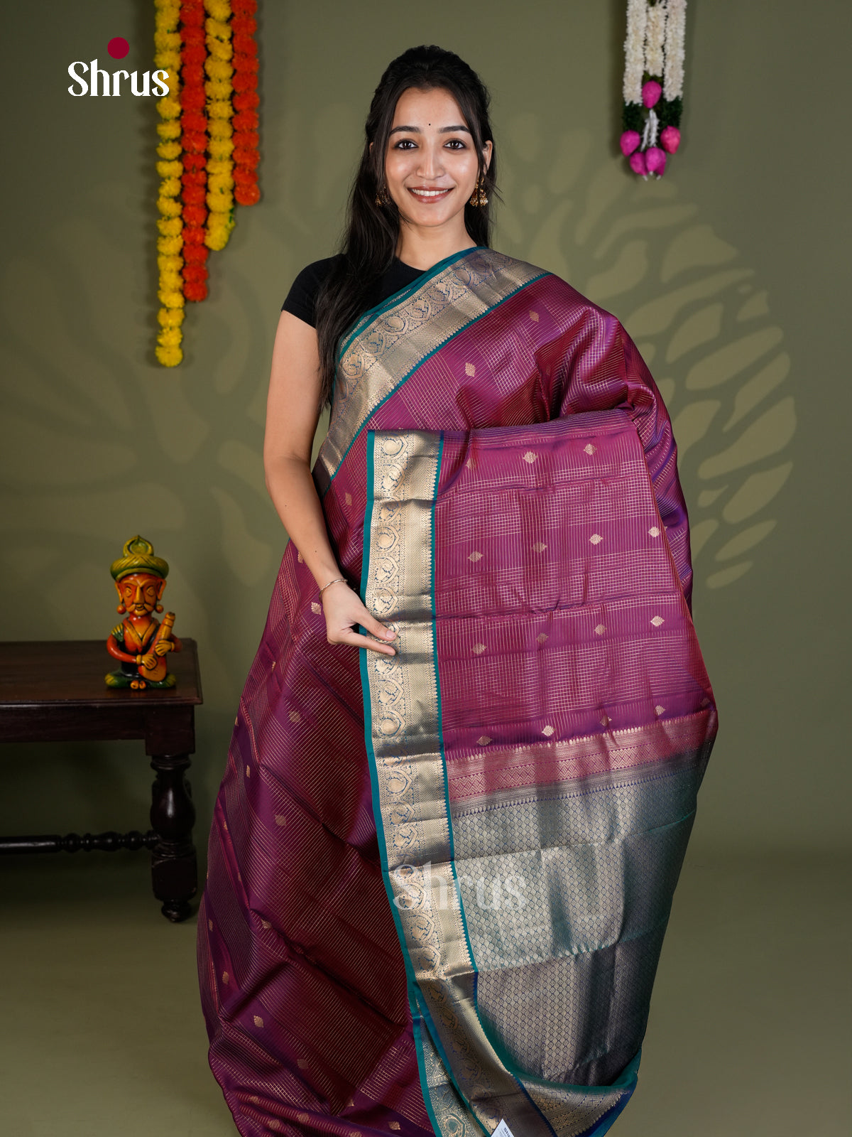 EAS28128 - Kanchipuram-halfpure - Saree - Shop on Shrus.com