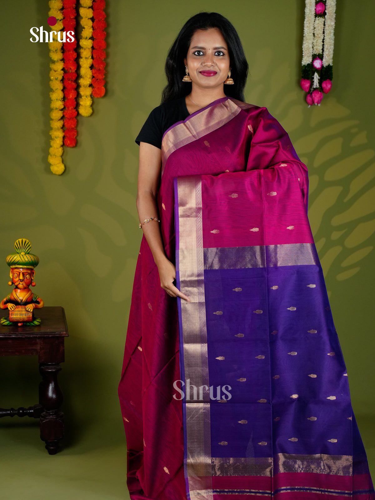 EAS30102 - Maheshwari silkcotton - Saree - Shop on Shrus.com