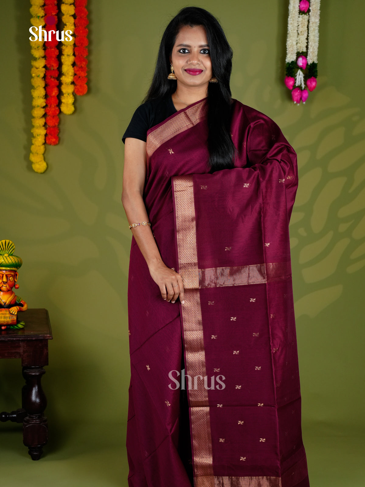EAS30127 - Maheshwari silkcotton - Saree - Shop on Shrus.com