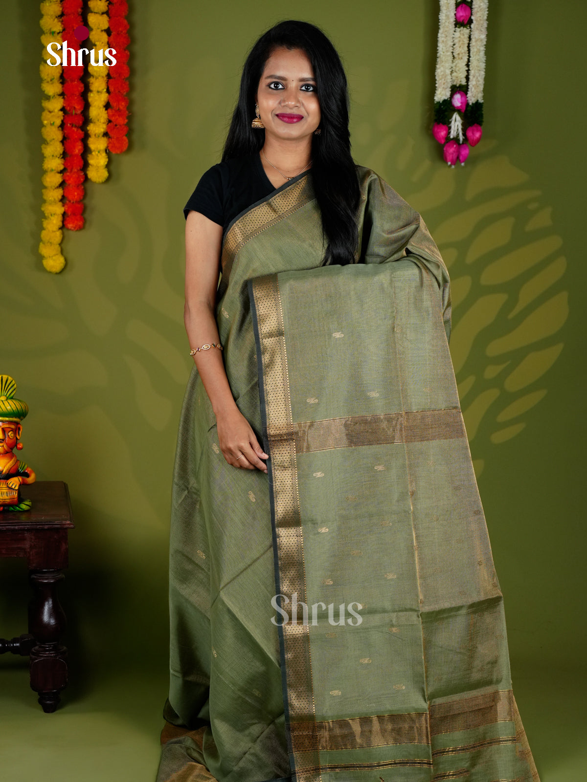 EAS30192 - Maheshwari silkcotton - Saree - Shop on Shrus.com
