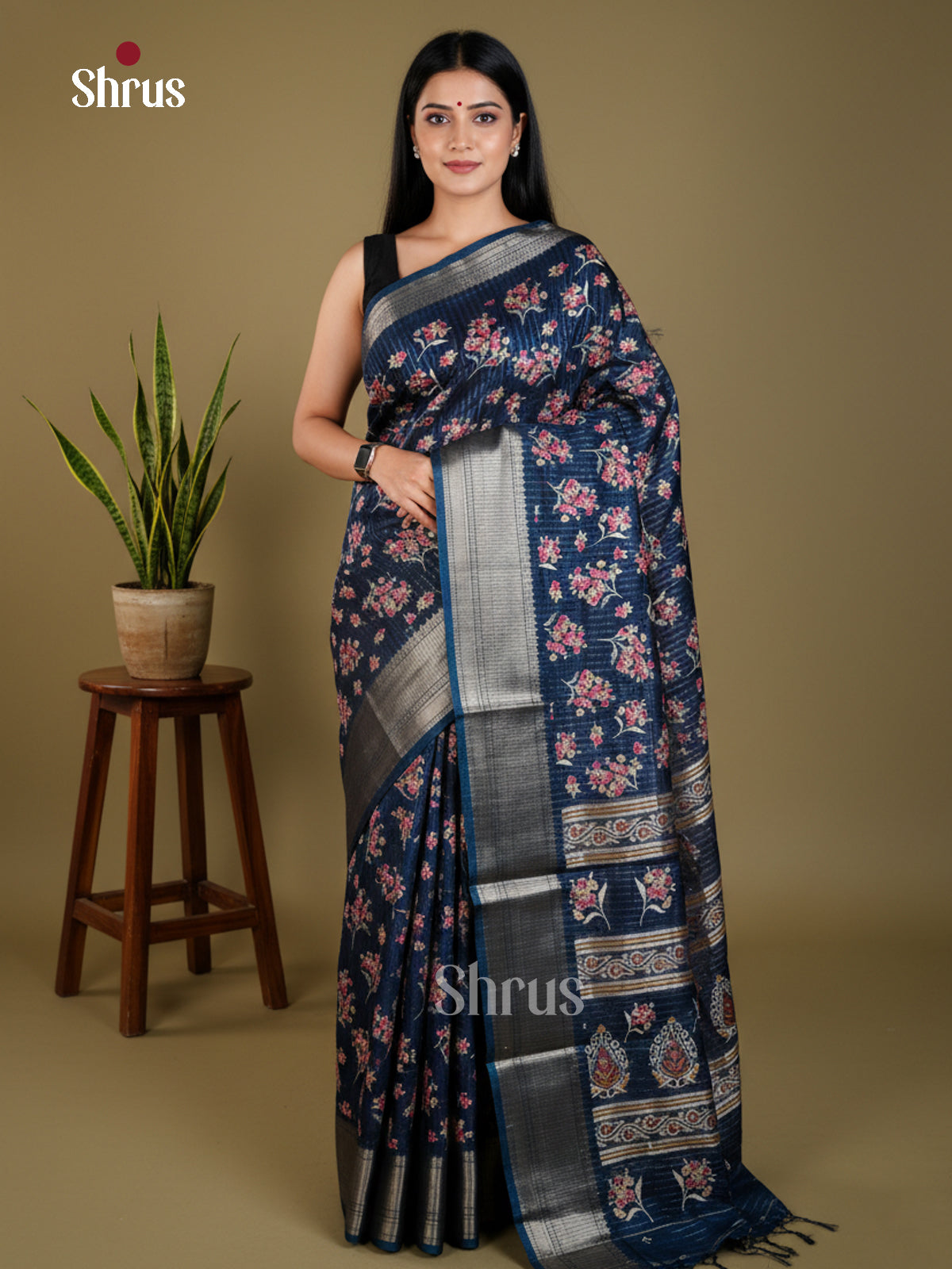 Blue- Semi Crepe - Saree -EAS30477 - Shop on Shrus.com