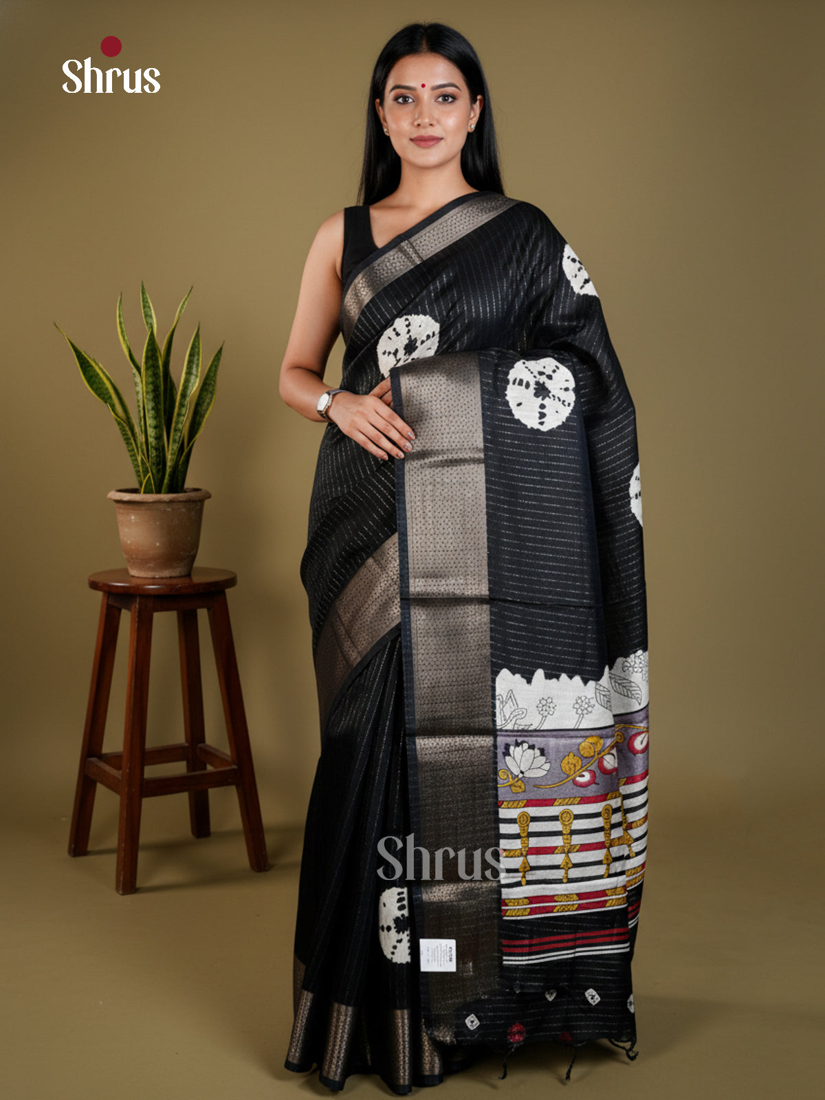 Black - Semi Crepe - Saree- EAS30484 - Shop on Shrus.com