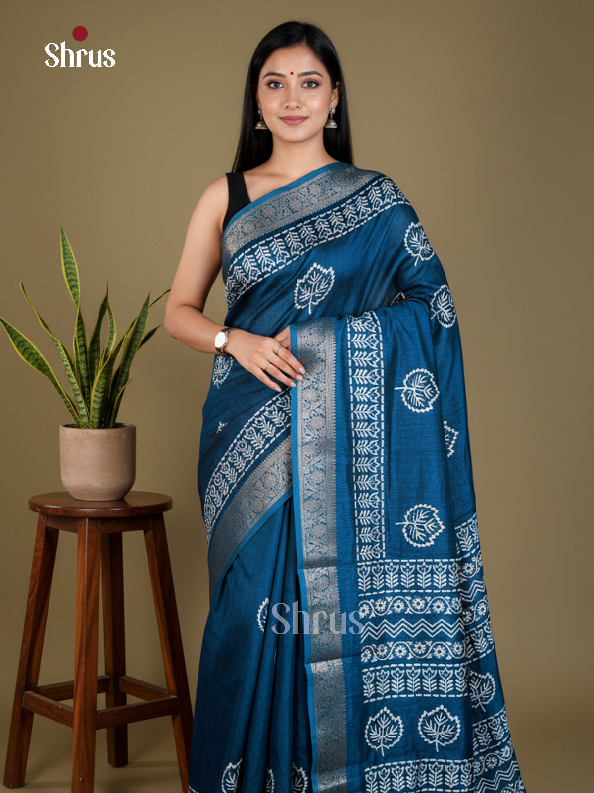 Blue- Semi Crepe Saree - EAS30488 - Shop on Shrus.com