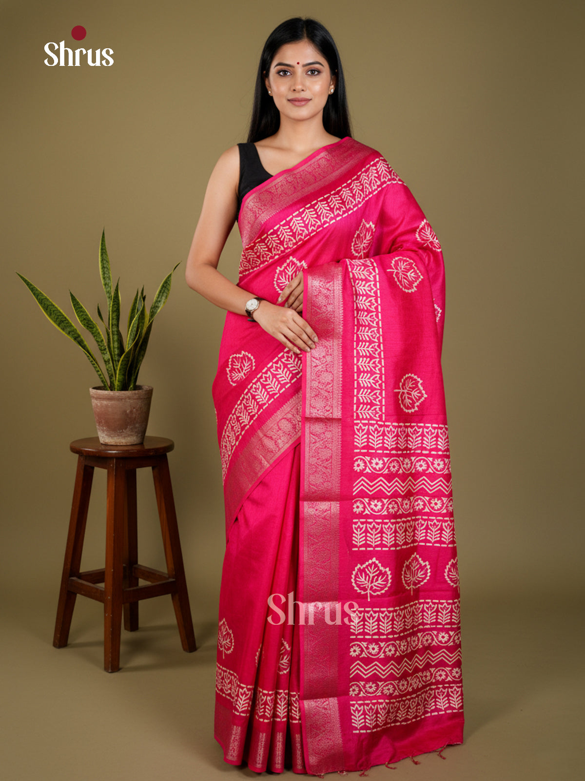 Pink - Semi Crepe Saree- EAS30492 - Shop on Shrus.com
