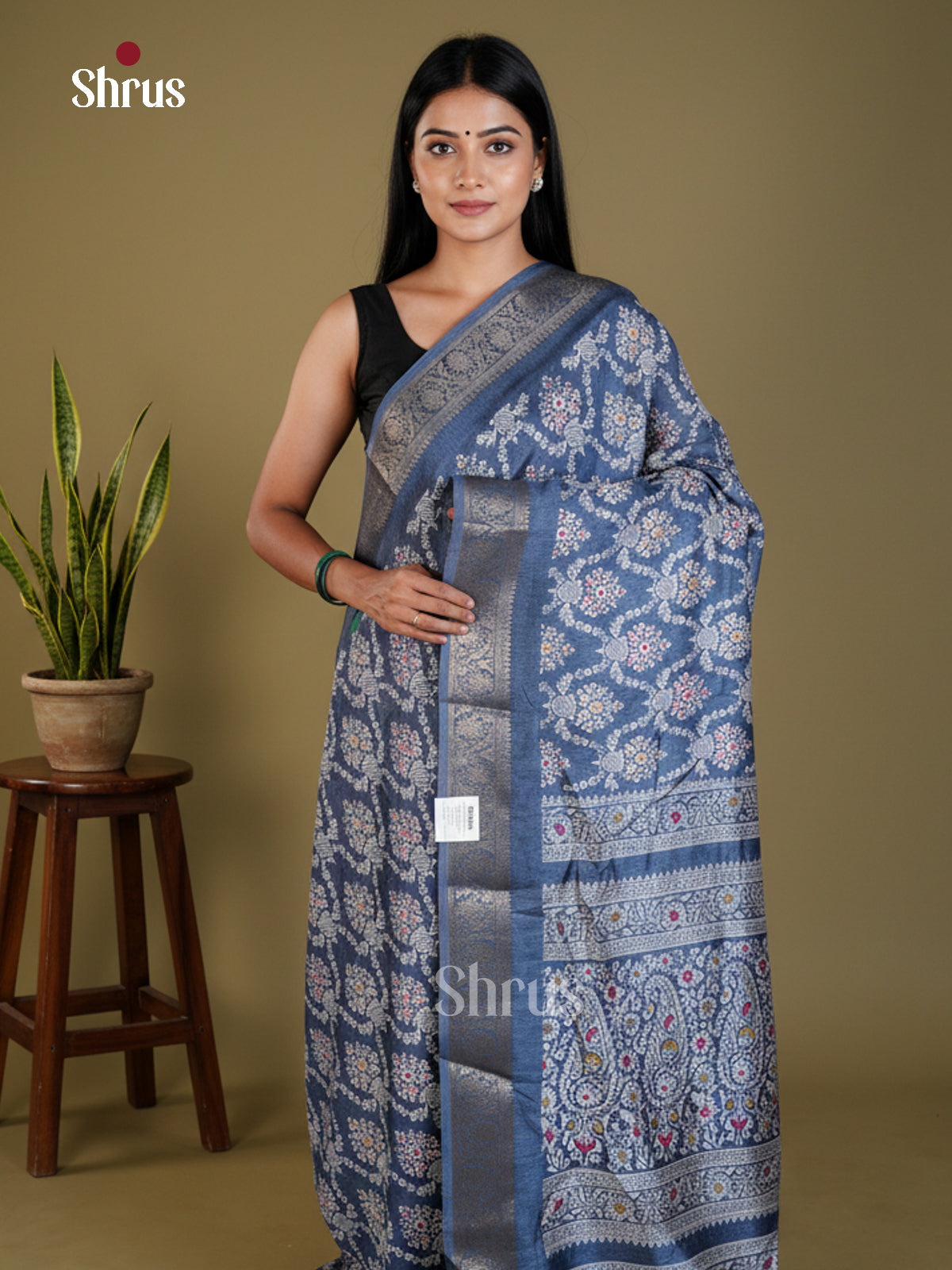 Blue- Semi Crepe Saree - EAS30498 - Shop on Shrus.com