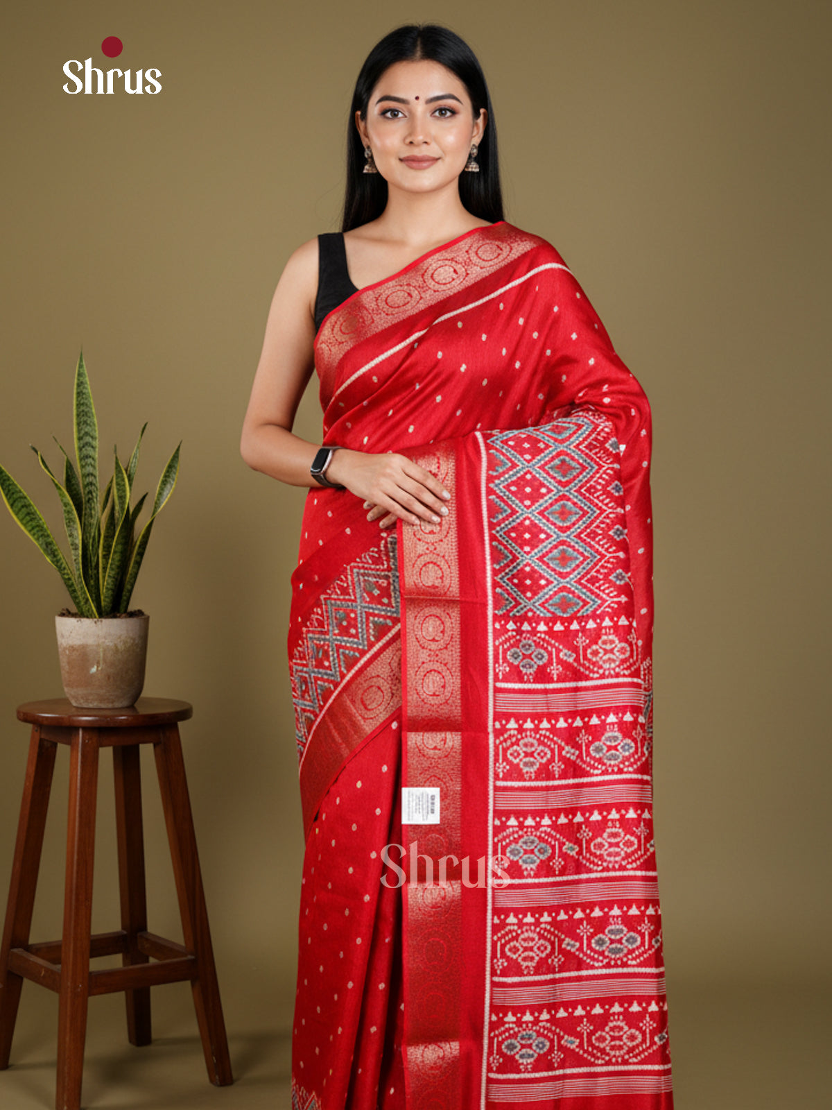 Red - Semi Crepe - Saree - EAS30512 - Shop on Shrus.com