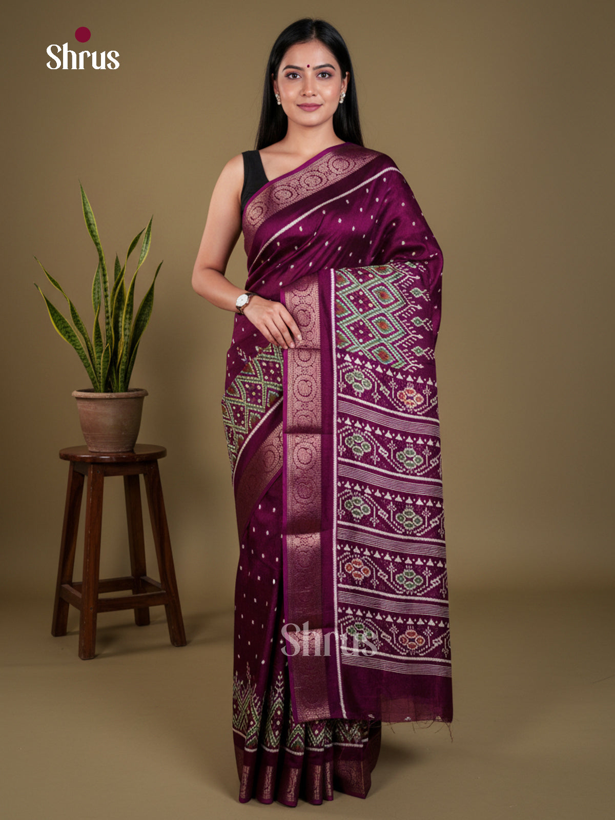 Purple - Semi Crepe - Saree- EAS30514 - Shop on Shrus.com