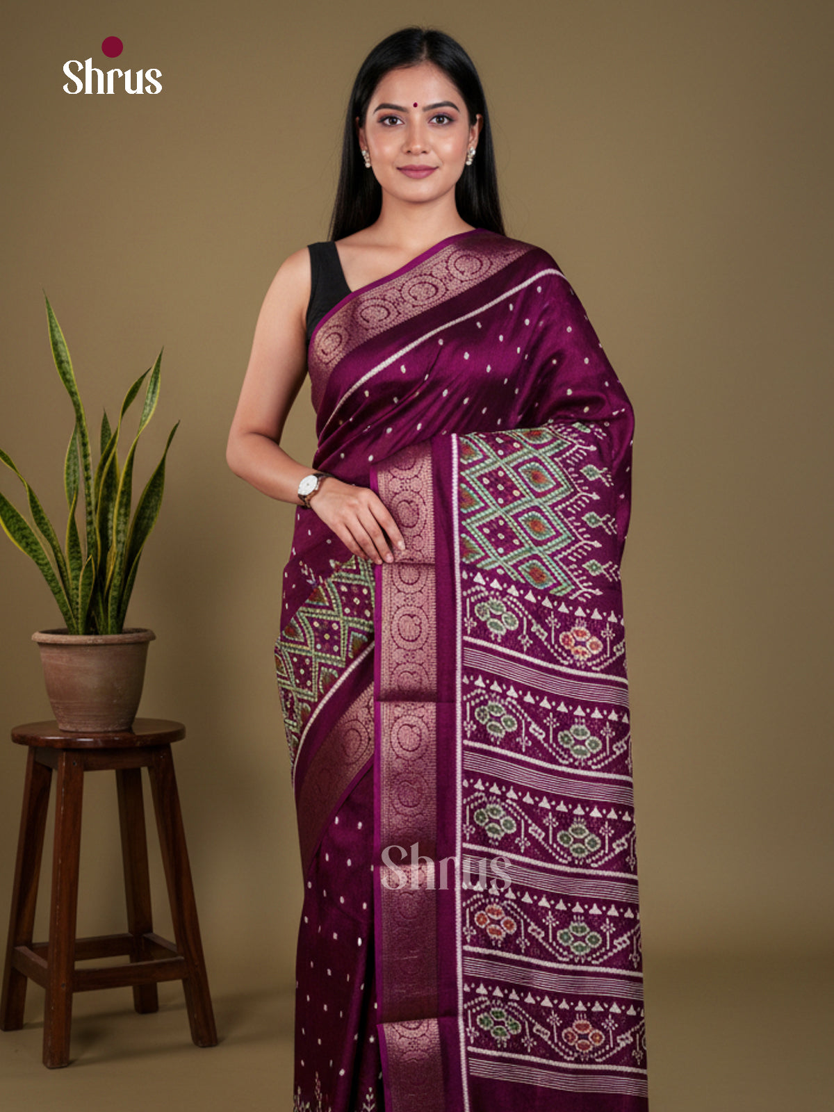Purple - Semi Crepe - Saree- EAS30514 - Shop on Shrus.com