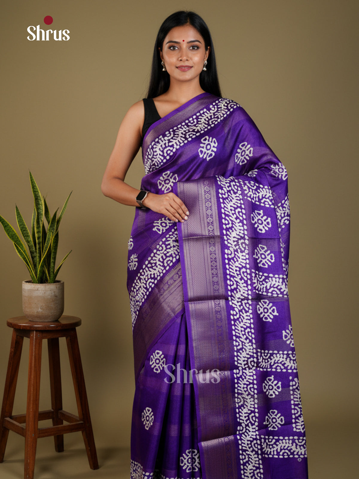 Purple - Semi Crepe - Saree - EAS30531 - Shop on Shrus.com