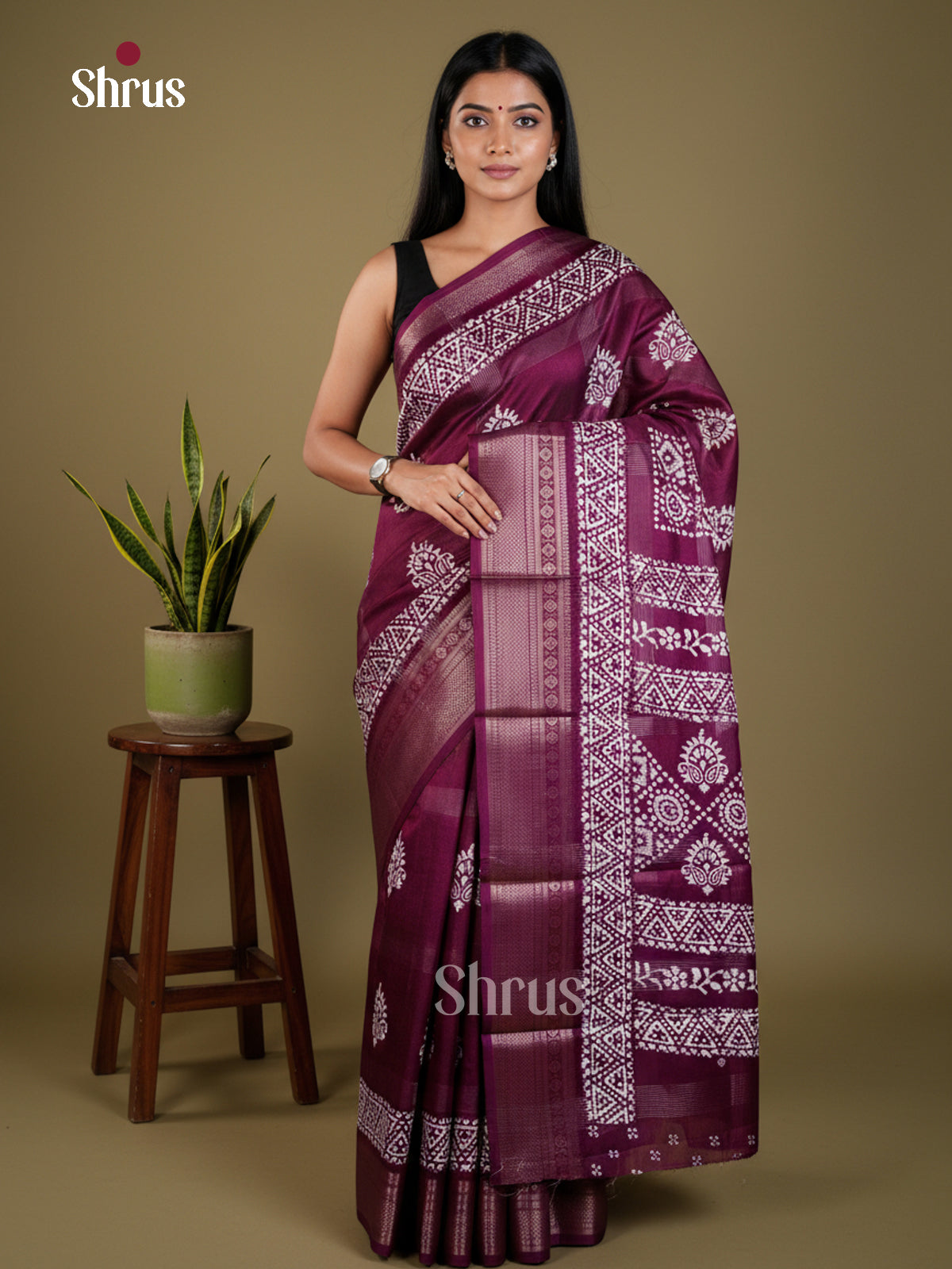 Purple - Semi Crepe - Saree - EAS30542 - Shop on Shrus.com