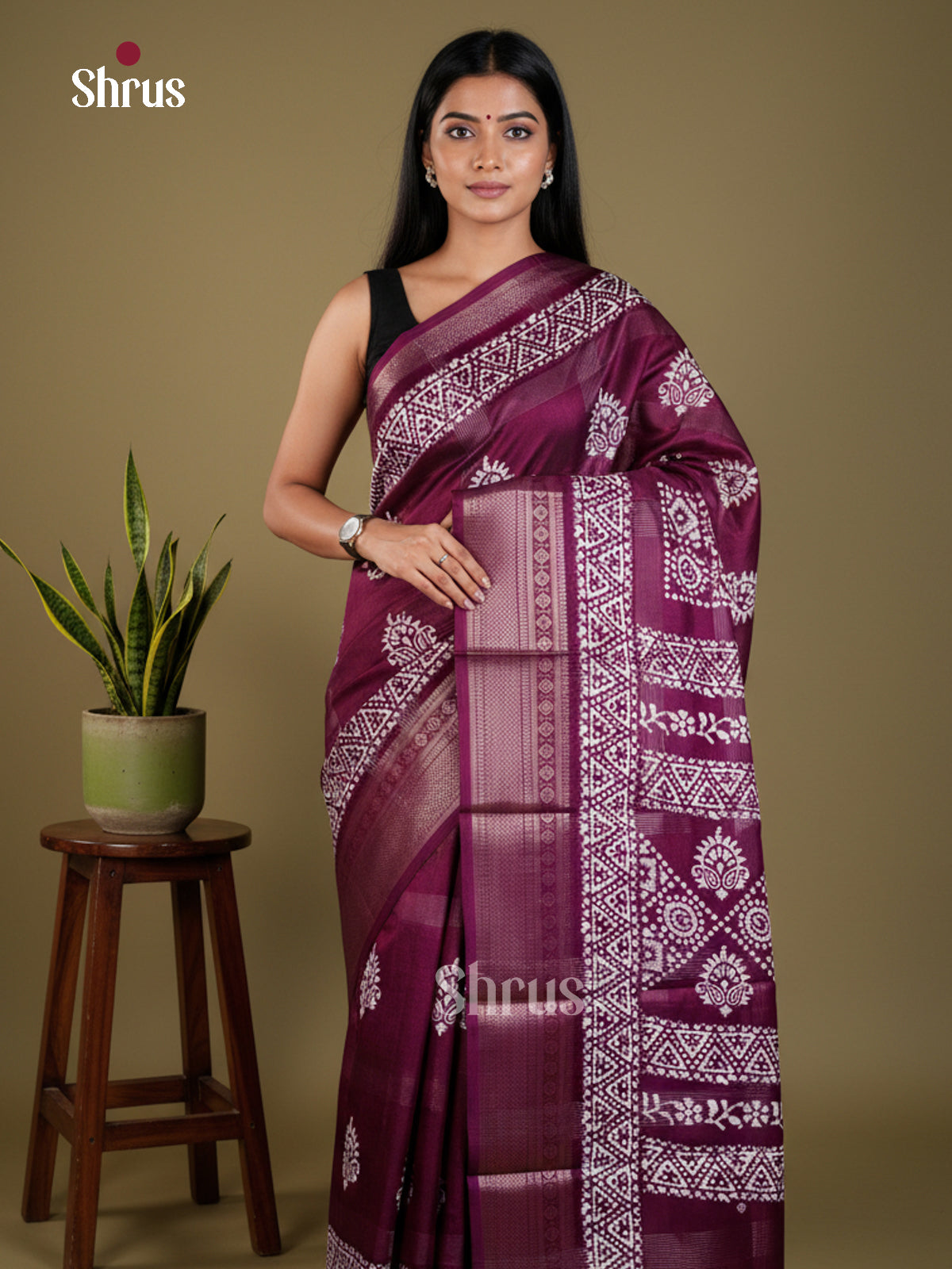 Purple - Semi Crepe - Saree - EAS30542 - Shop on Shrus.com