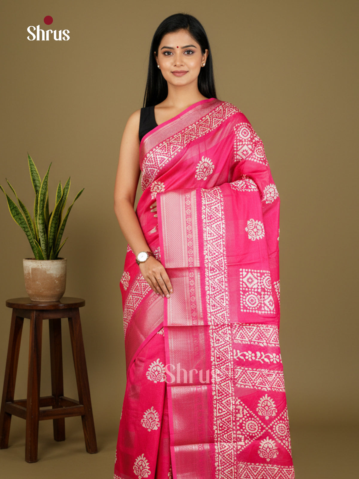 Pink - Semi Crepe - Saree - EAS30543 - Shop on Shrus.com