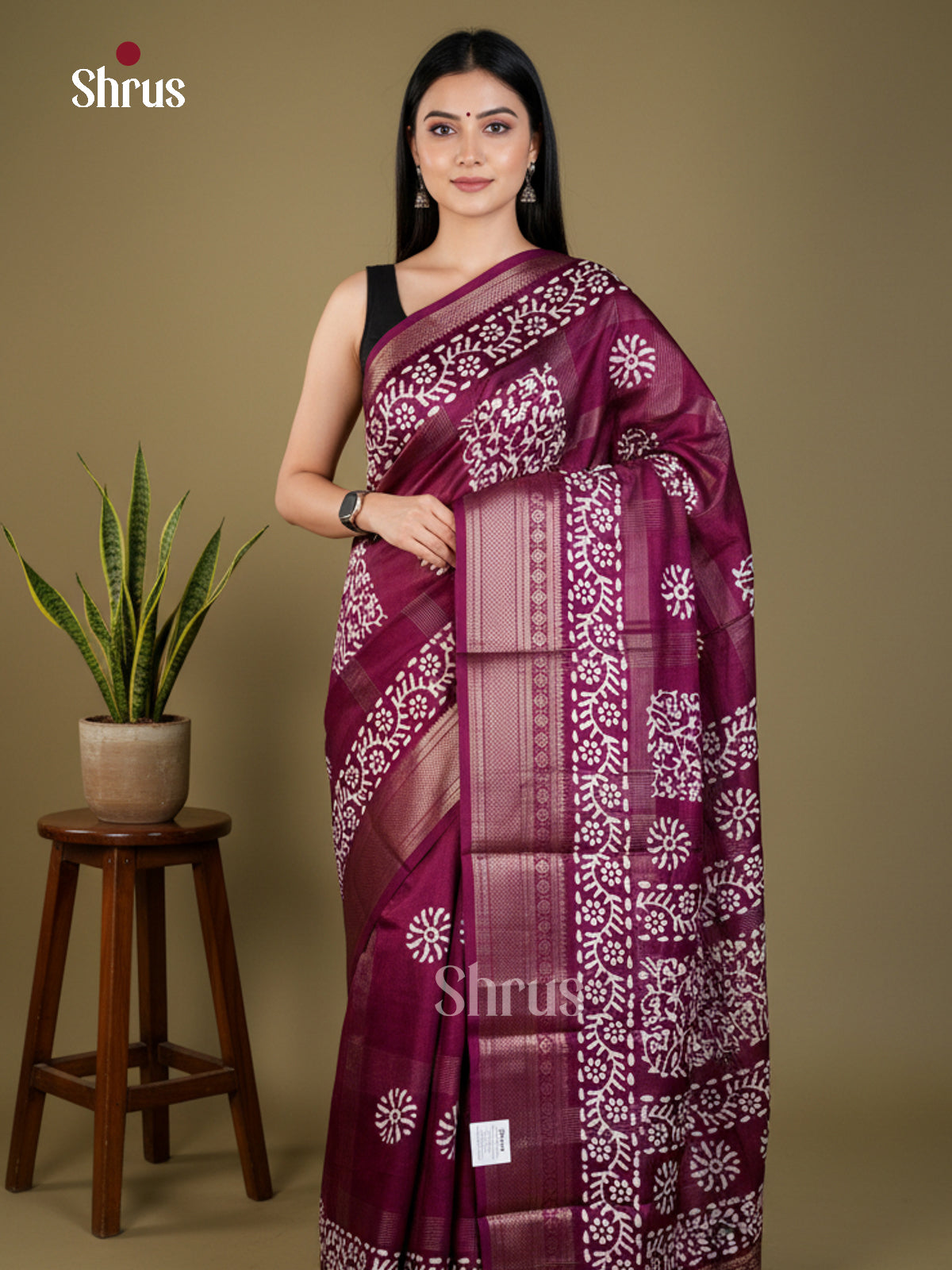 Purple - Semi Crepe - Saree- EAS30545 - Shop on Shrus.com
