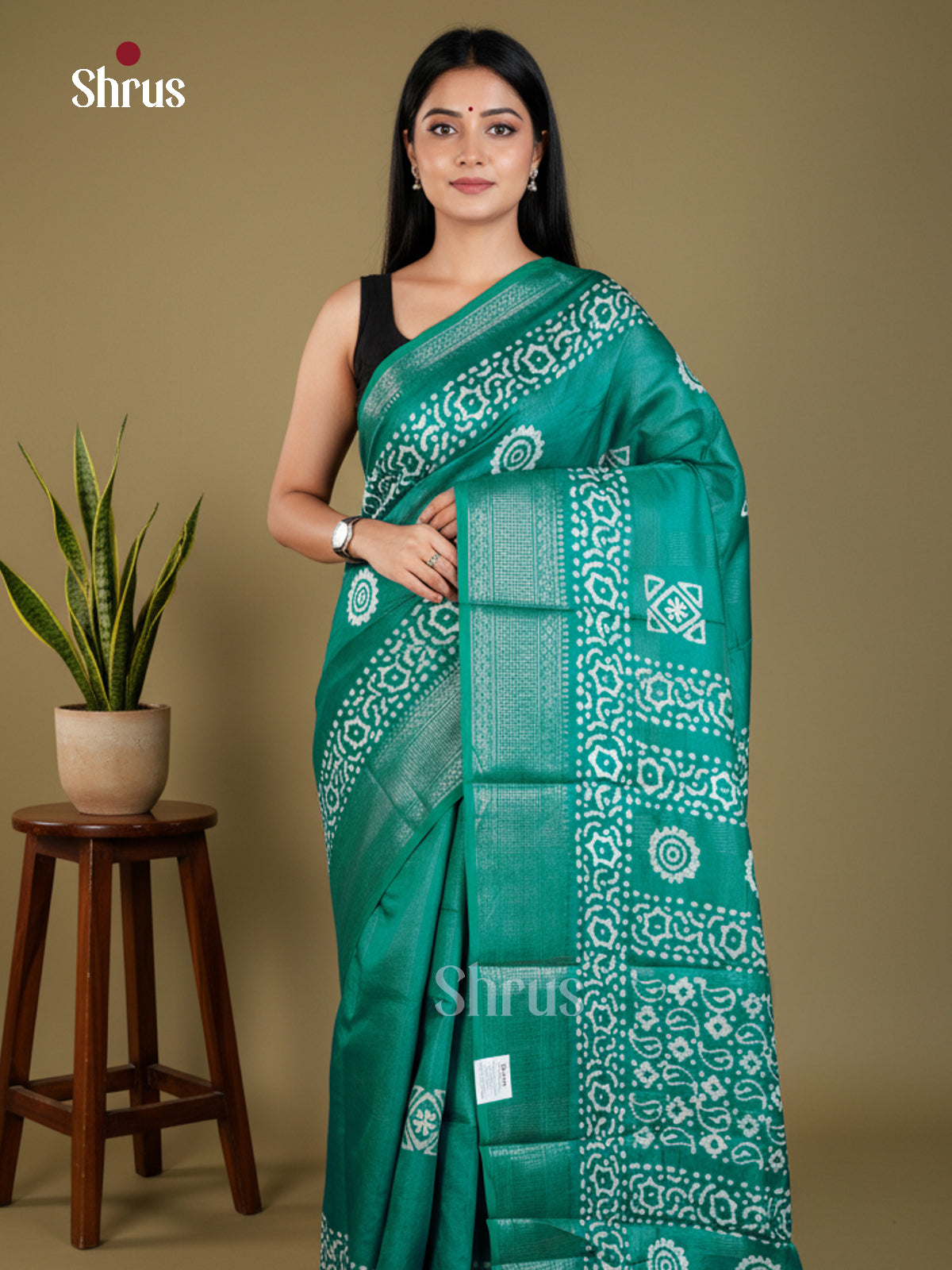 Green - Semi Crepe - Saree - EAS30549 - Shop on Shrus.com