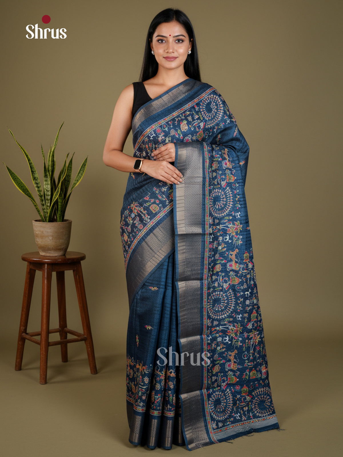 Blue - Semi Crepe - Saree- EAS30569 - Shop on Shrus.com