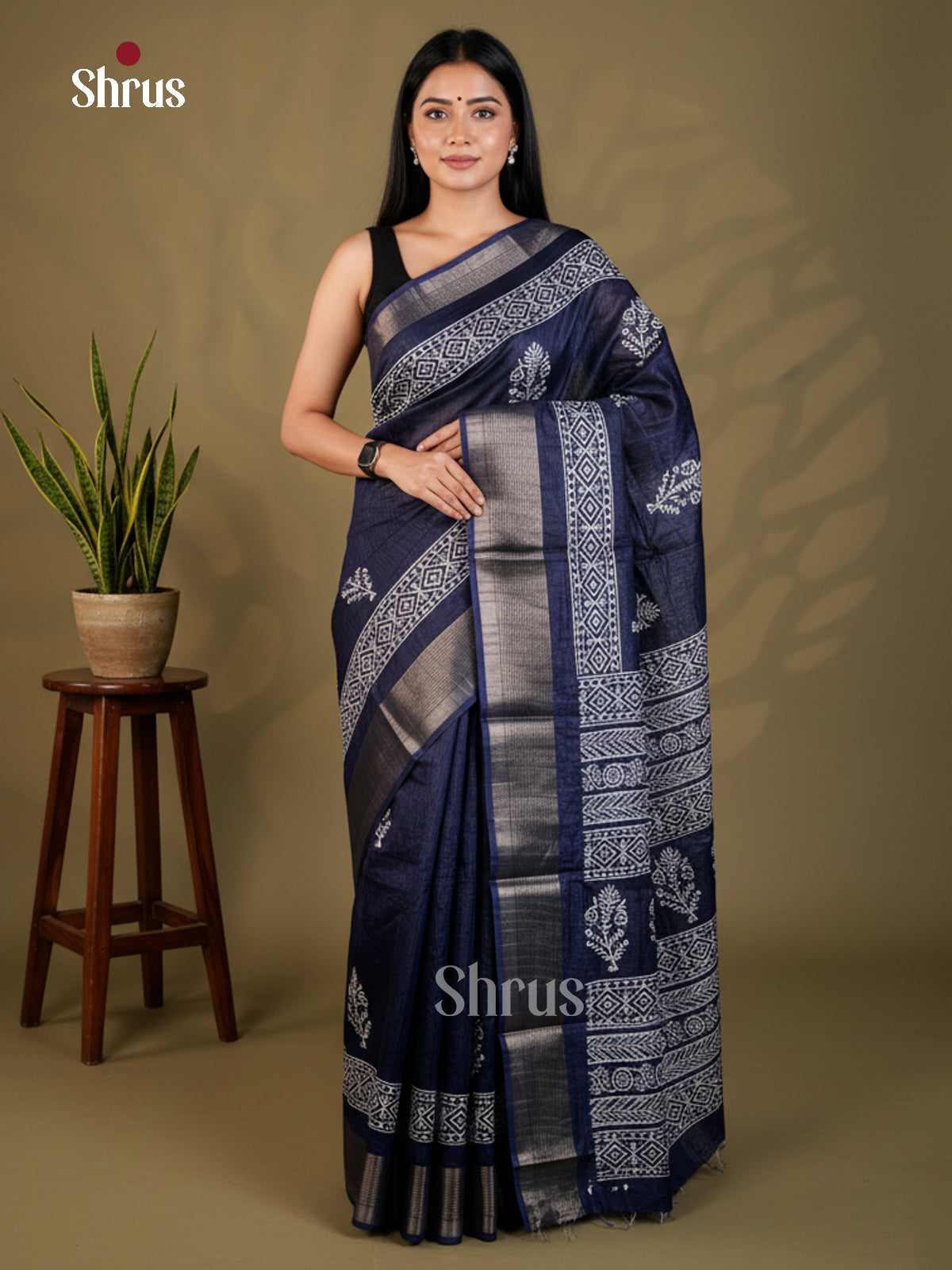 Blue - Semi Crepe - Saree - EAS30579 - Shop on Shrus.com