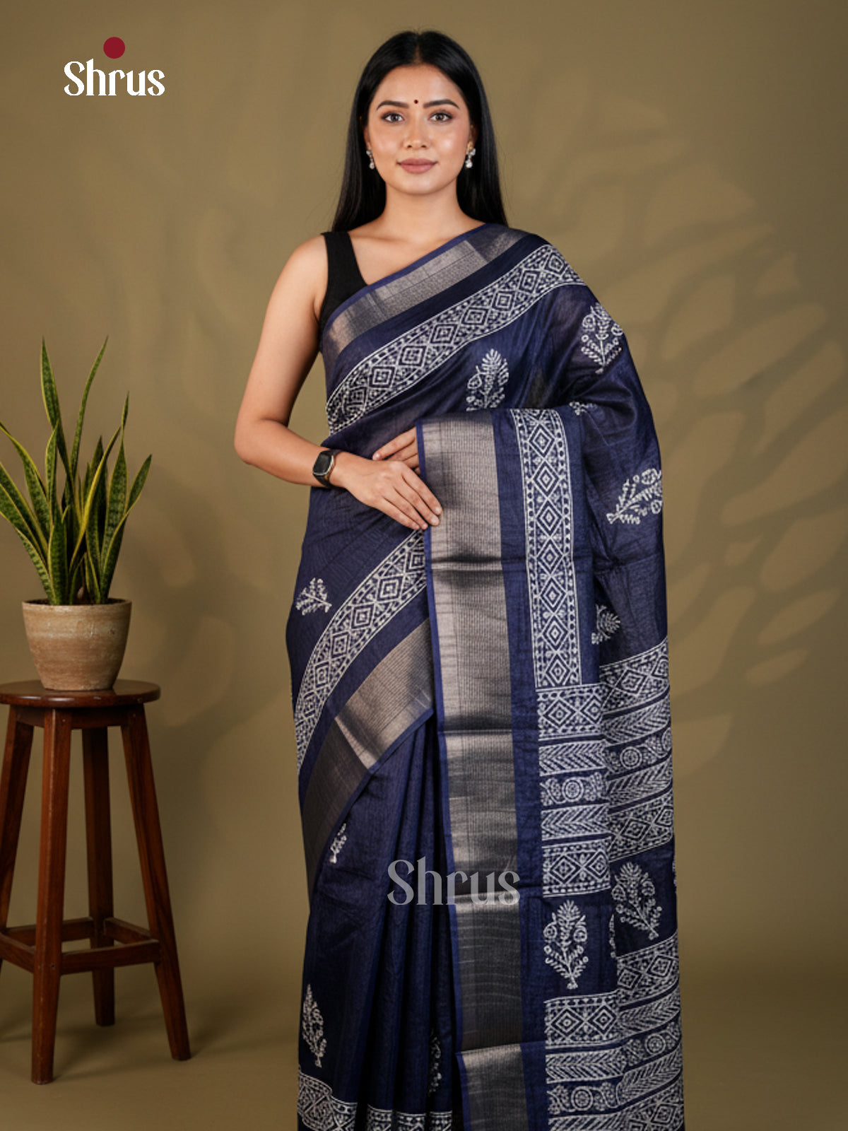 Blue - Semi Crepe - Saree - EAS30579 - Shop on Shrus.com