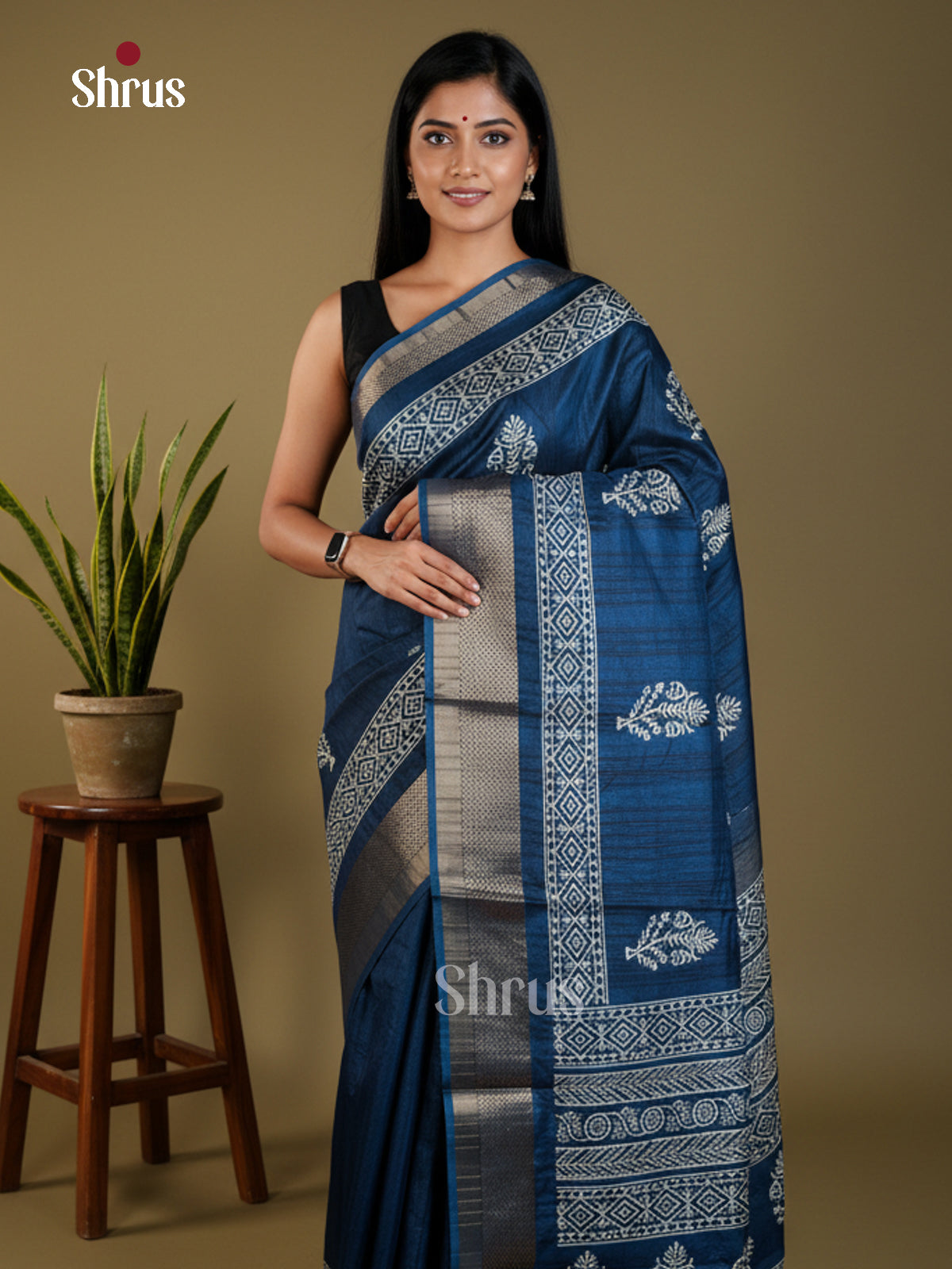 Blue - Semi Crepe - Saree- EAS30582 - Shop on Shrus.com