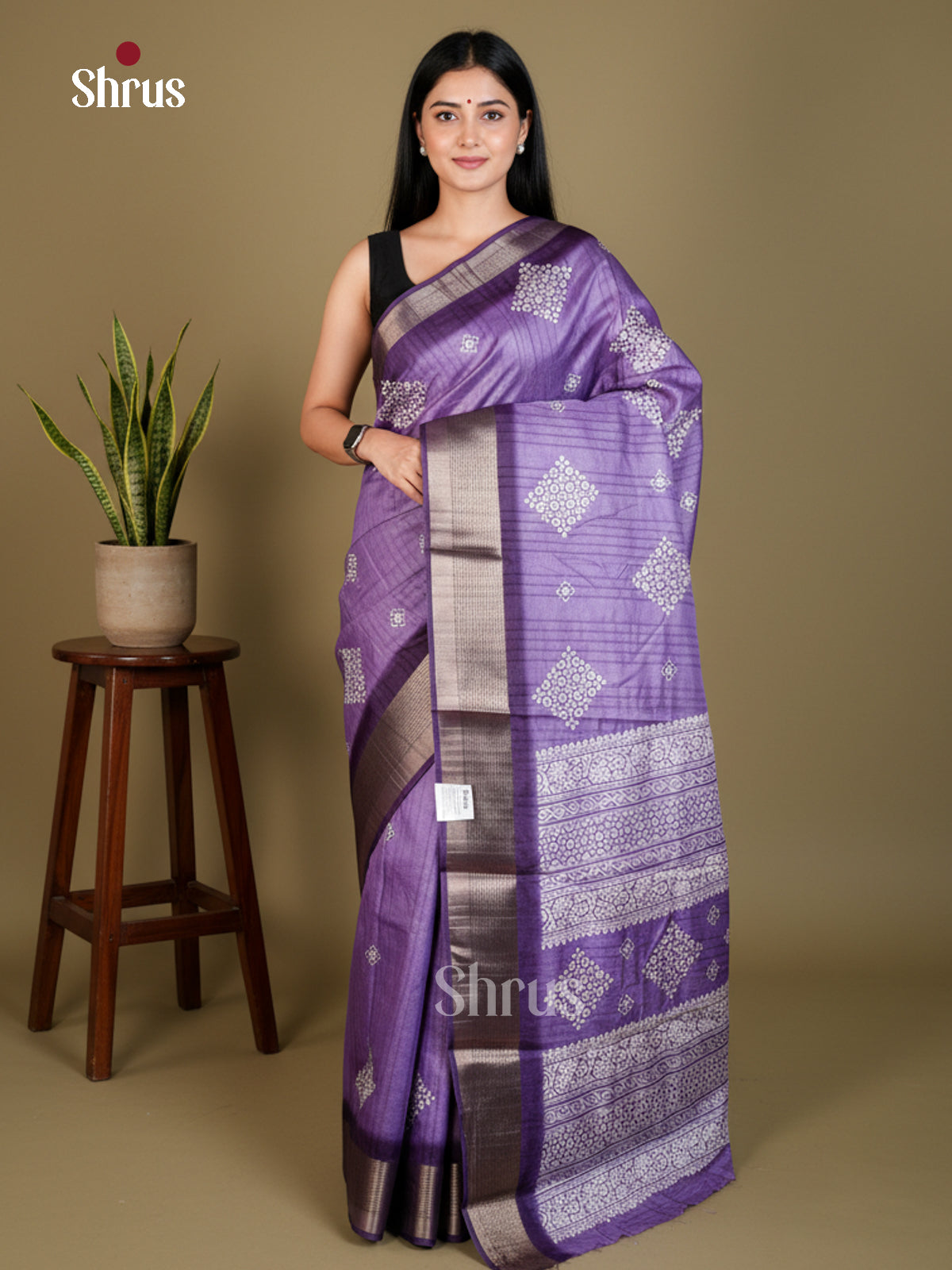 Purple & Violet - Semi Crepe - Saree- EAS30588 - Shop on Shrus.com